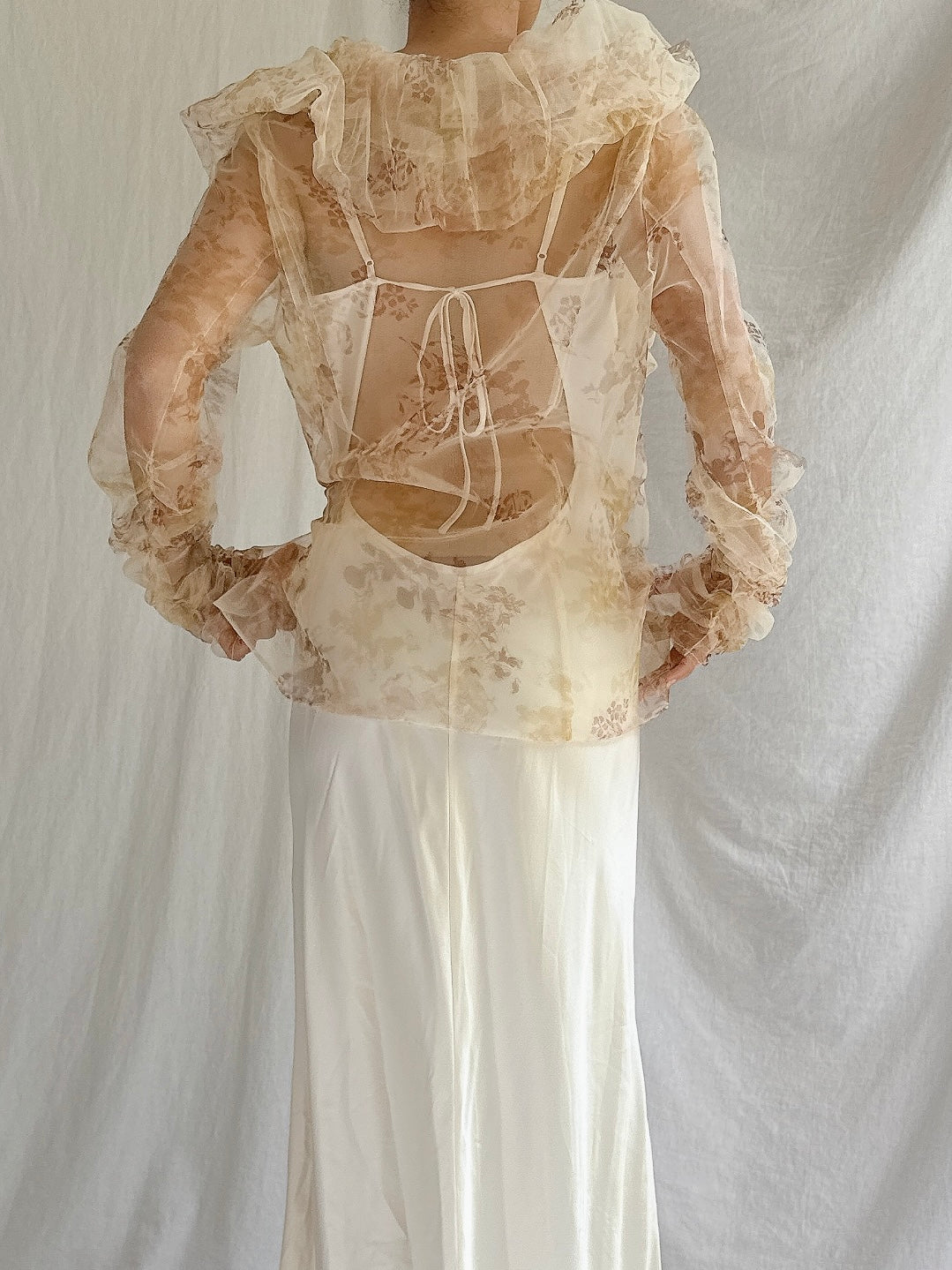 Vintage Paule Vasseur Sheer Tulle Floral Jacket - M/44