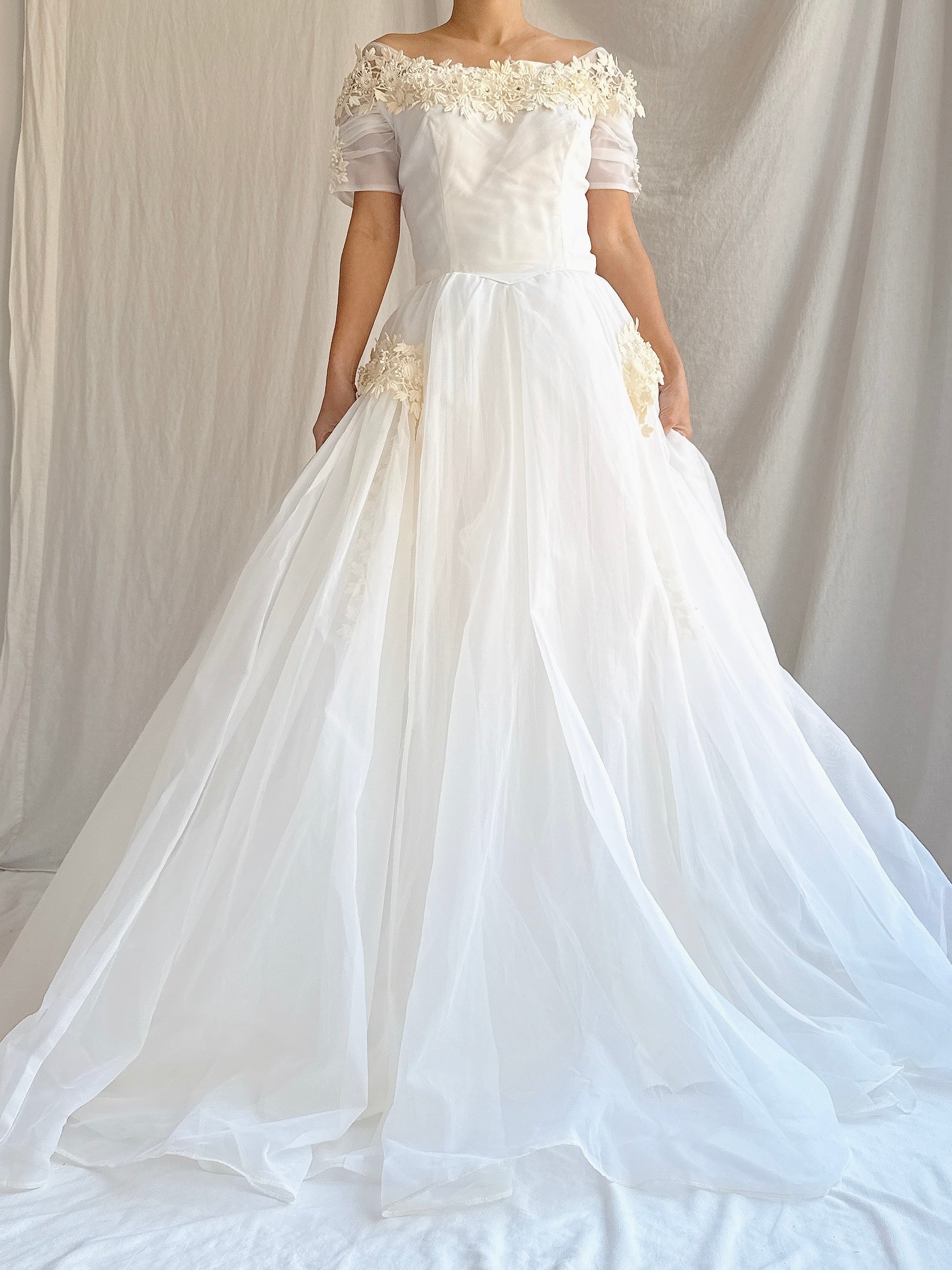 1950s Voile Chiffon Gown - XS