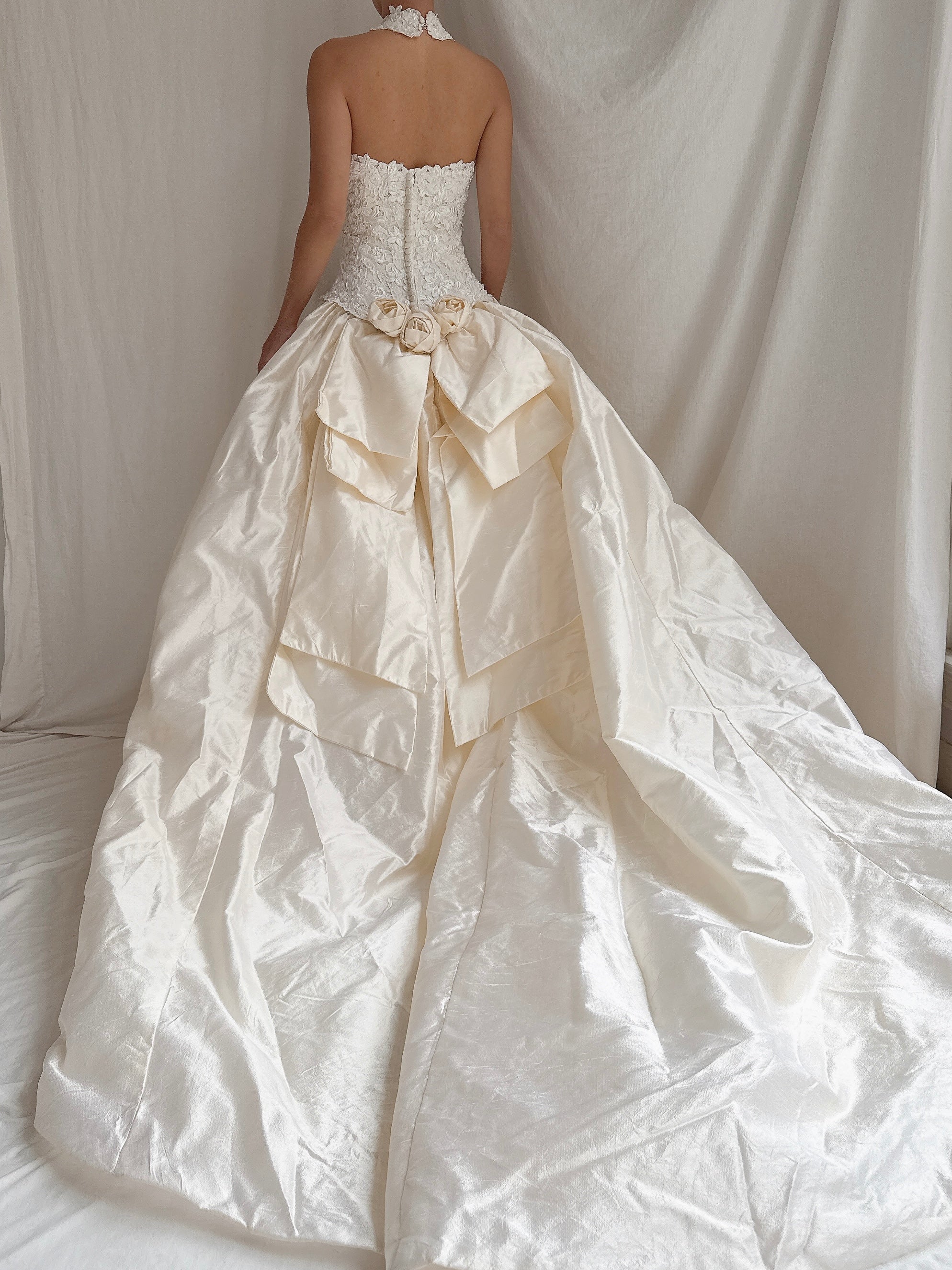 Vintage Silk Halter Dress - S