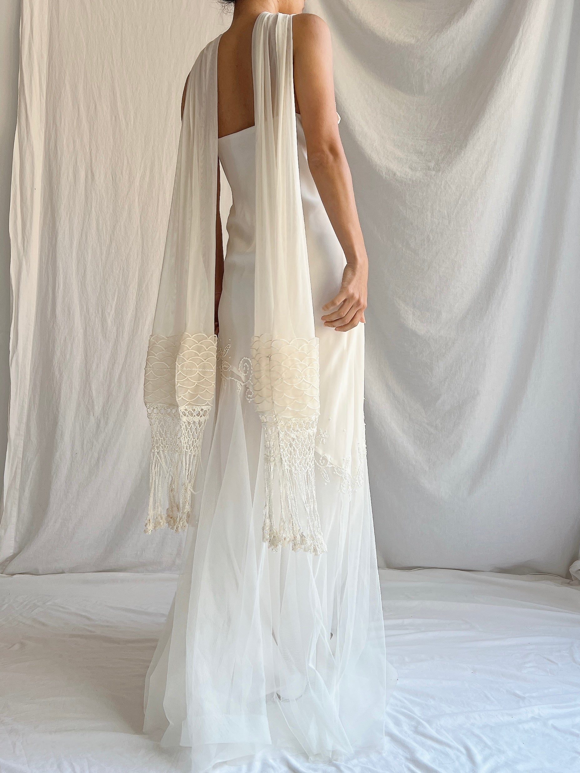 Vintage Chiffon and Tulle Gown - M