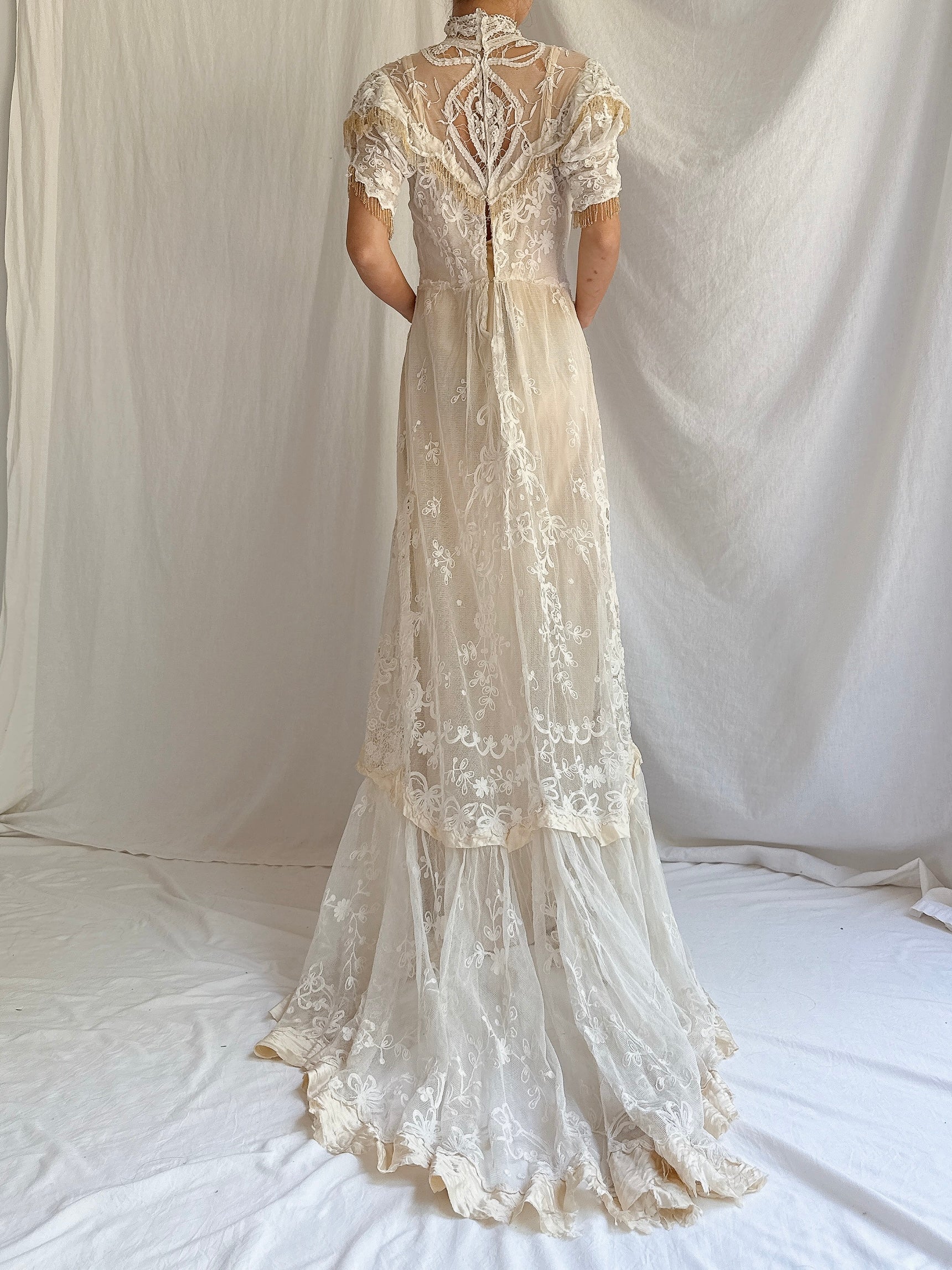 Antique Tambour Lace Gown - XS | G O S S A M E R Antique Tambour Lace Gown - XS | G O S S A M E R