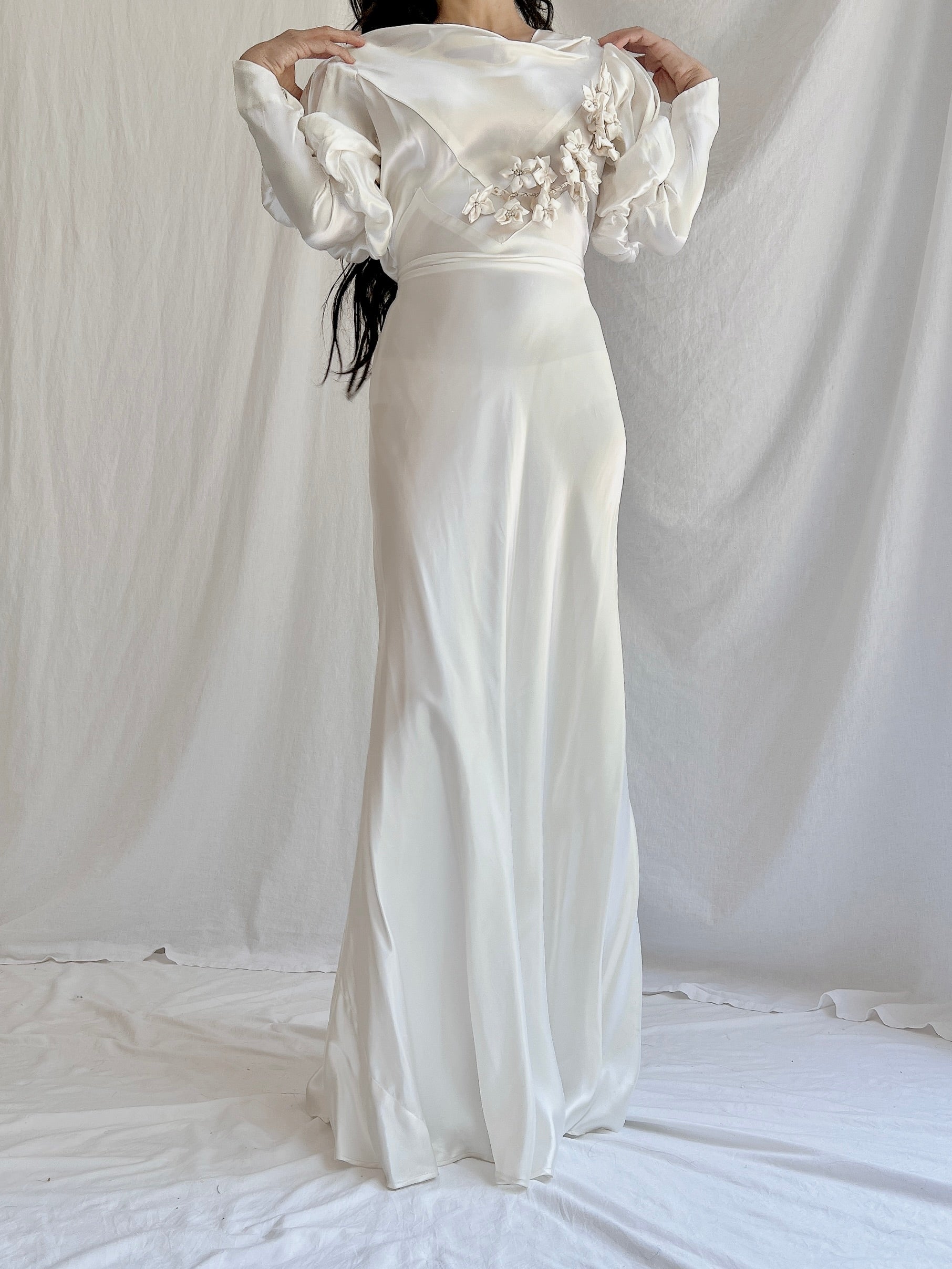 1930s Candelight Satin Gown - S