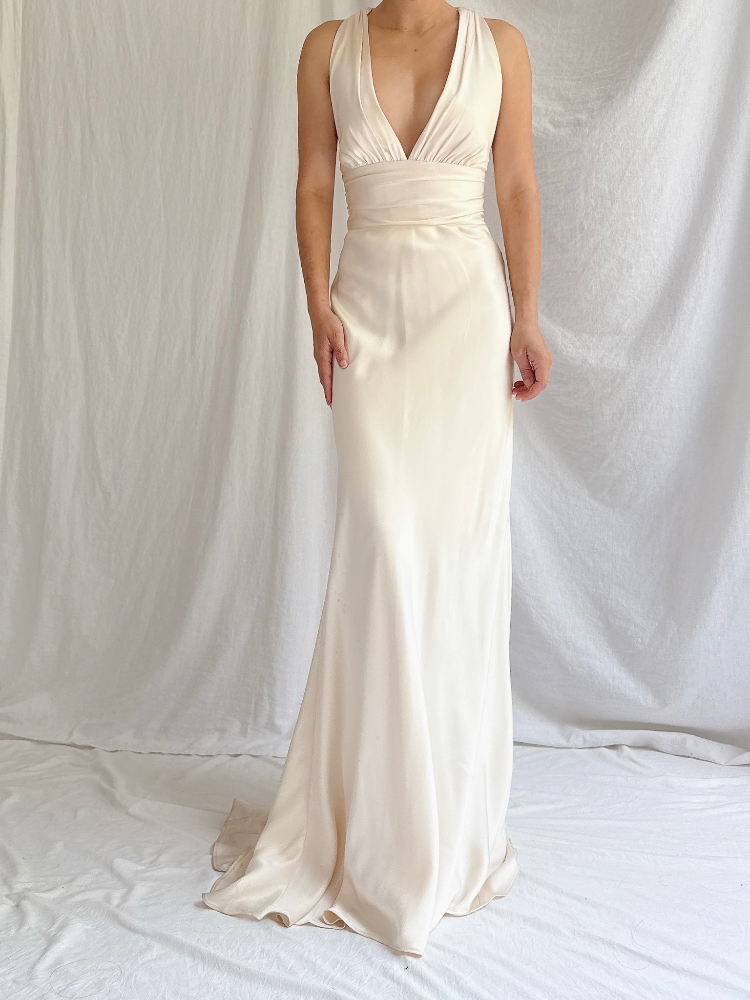Vintage Silk Plunging Gown - XS/2