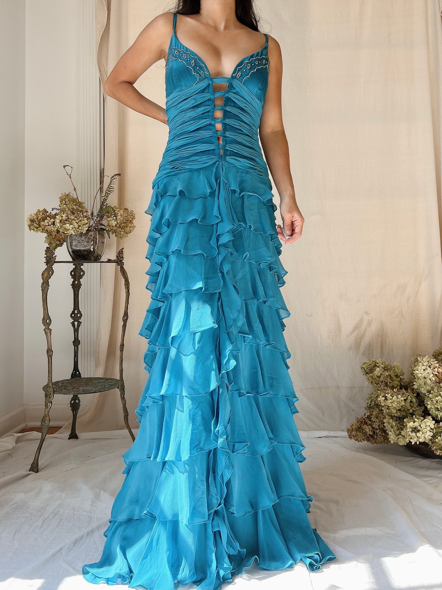 Vintage Silk Layered Ribbon Dress - S Vintage Silk Layered Ribbon Dress - S