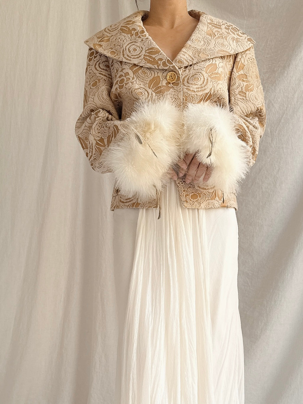 Vintage Futura Brocade and Feather Jacket - M
