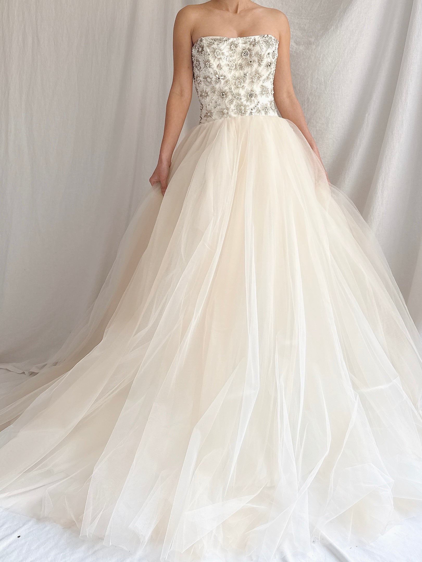 Vintage Strapless Tulle Gown - S