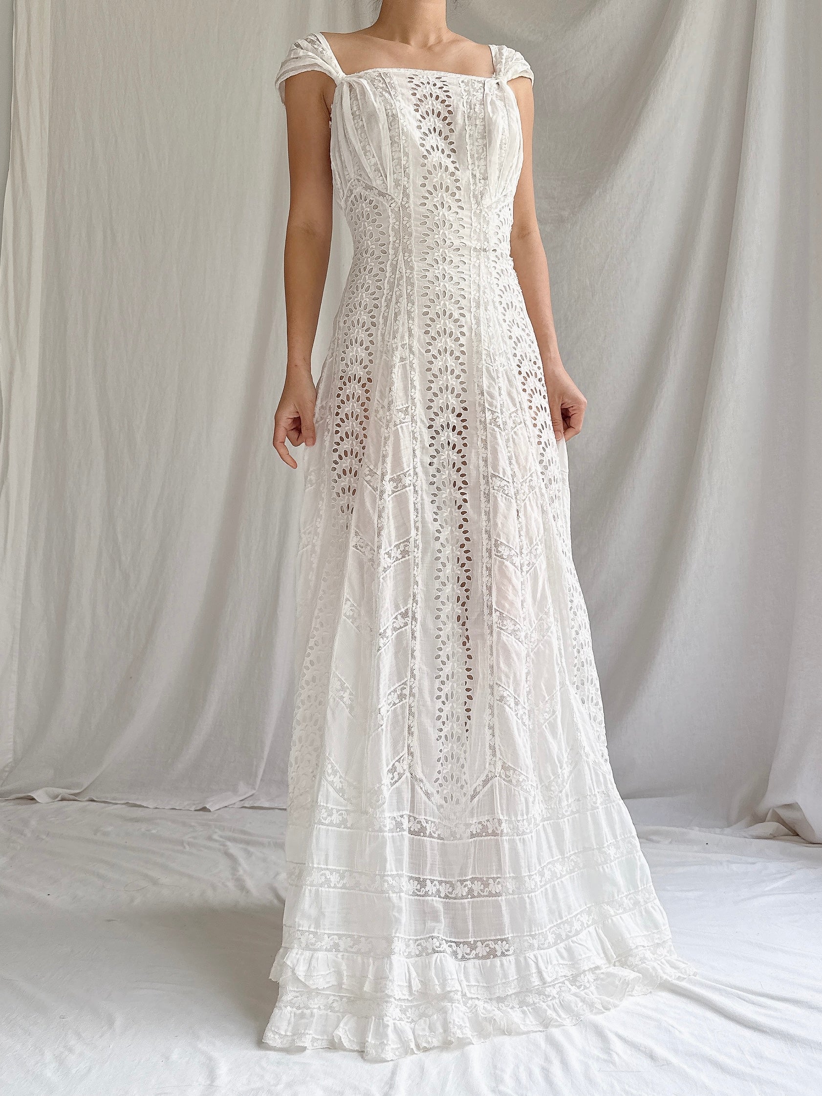 Antique Embroidery Eyelet Dress - XS