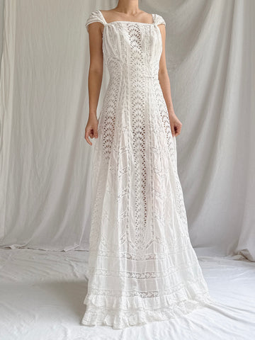 Antique Embroidery Eyelet Dress - XS