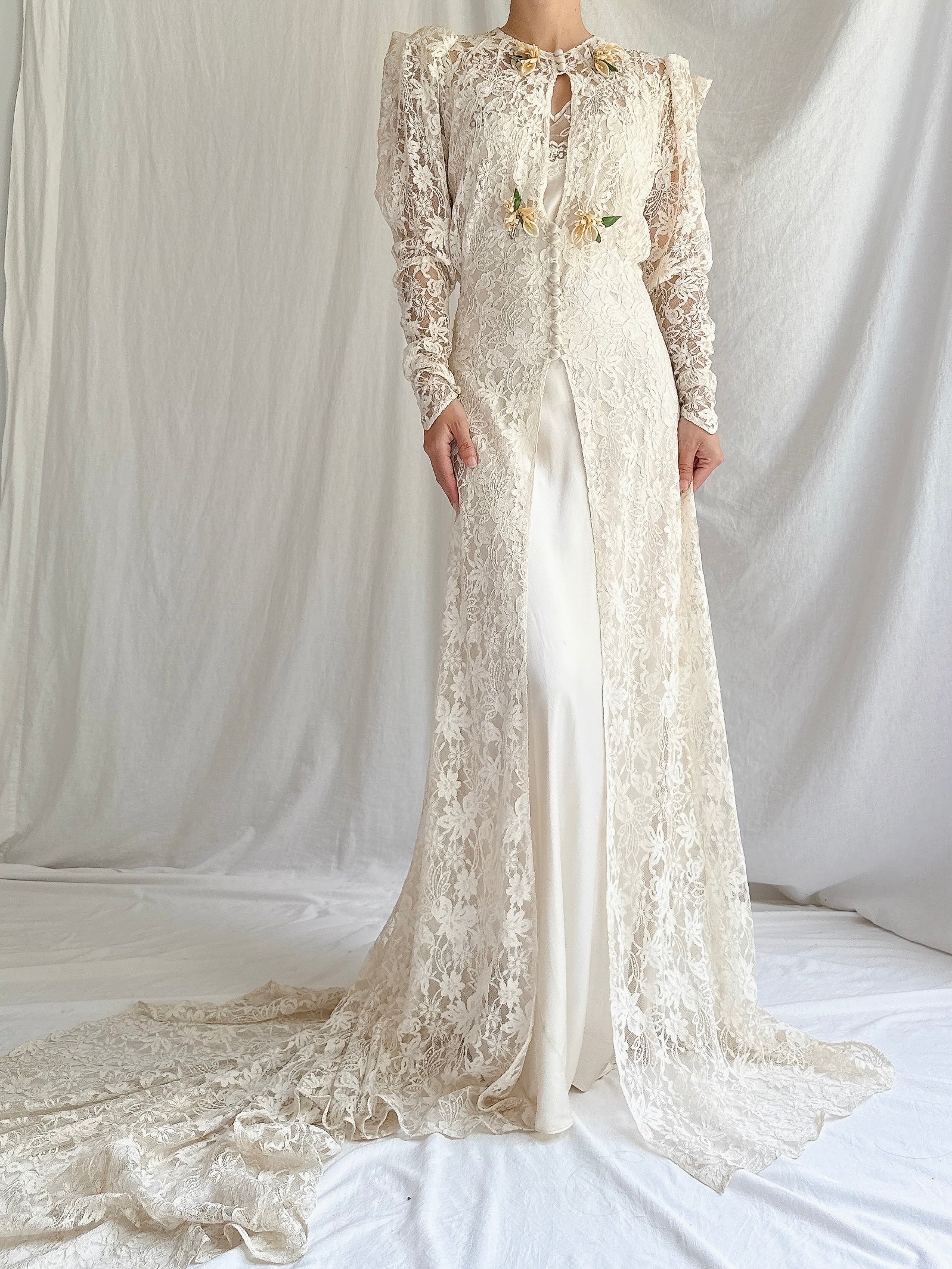 1930s Lace Gown with Slip - S