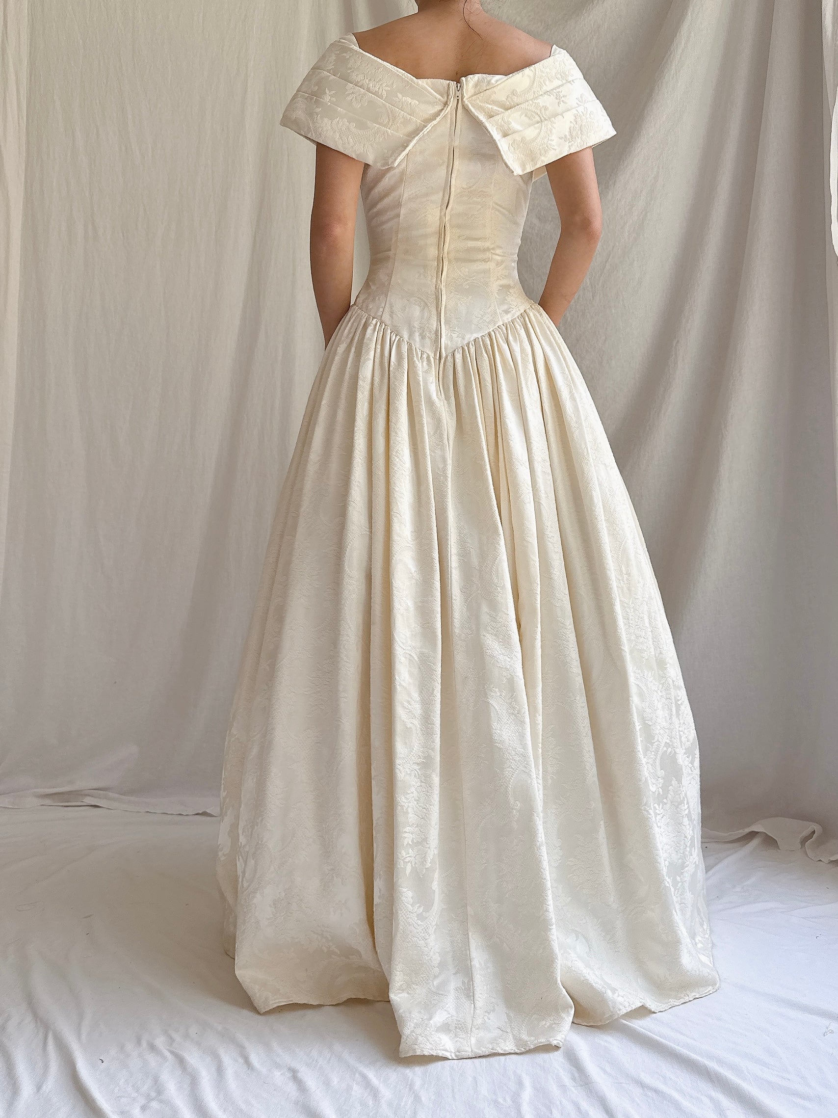 Vintage Brocade Basque Gown - S