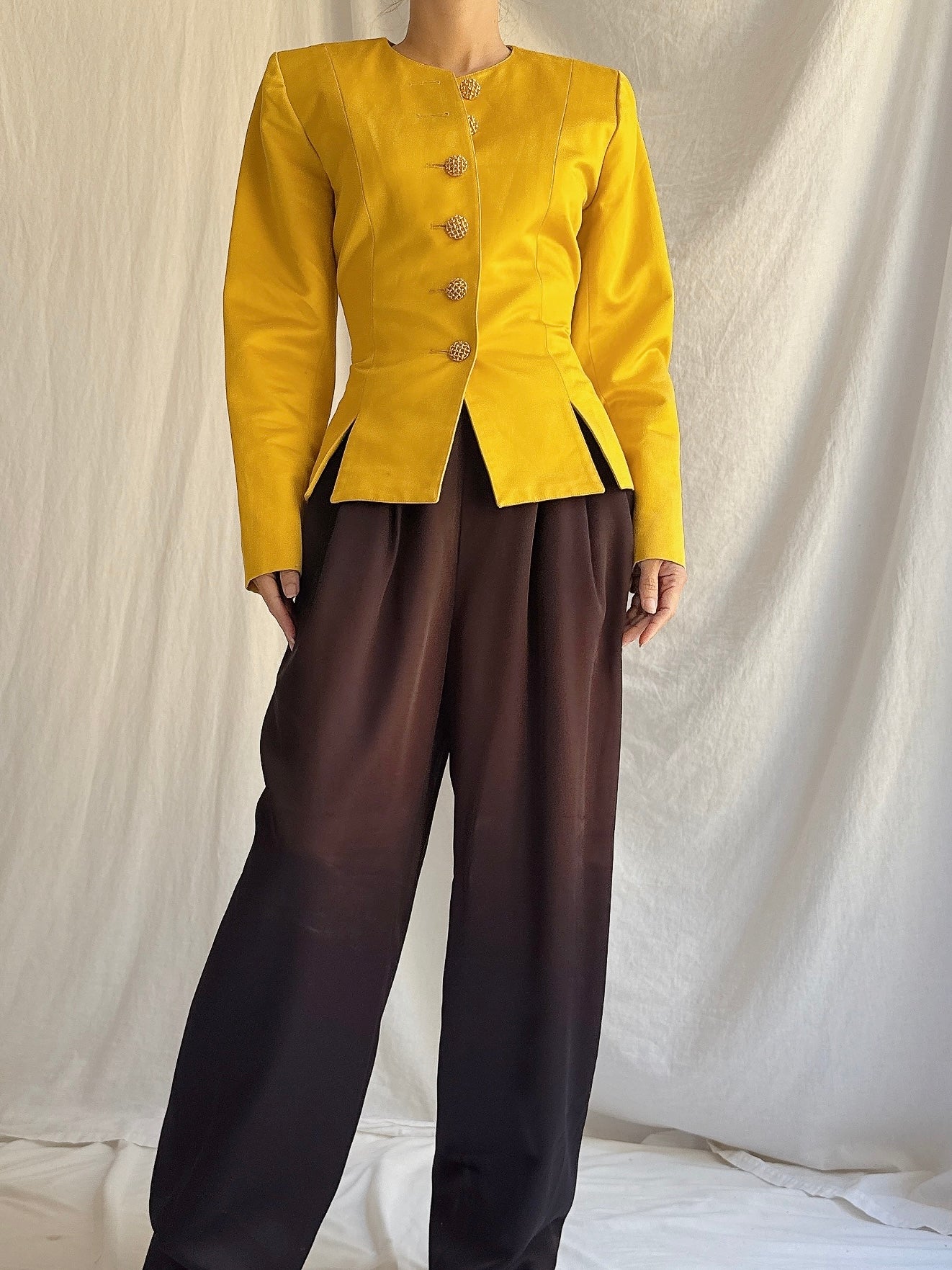 Vintage YSL Marigold Silk Blazer - S/M