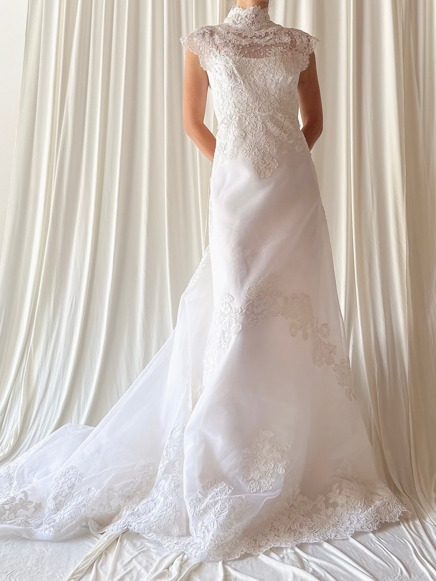 1960s Alecon Lace and Organza Gown - S/M