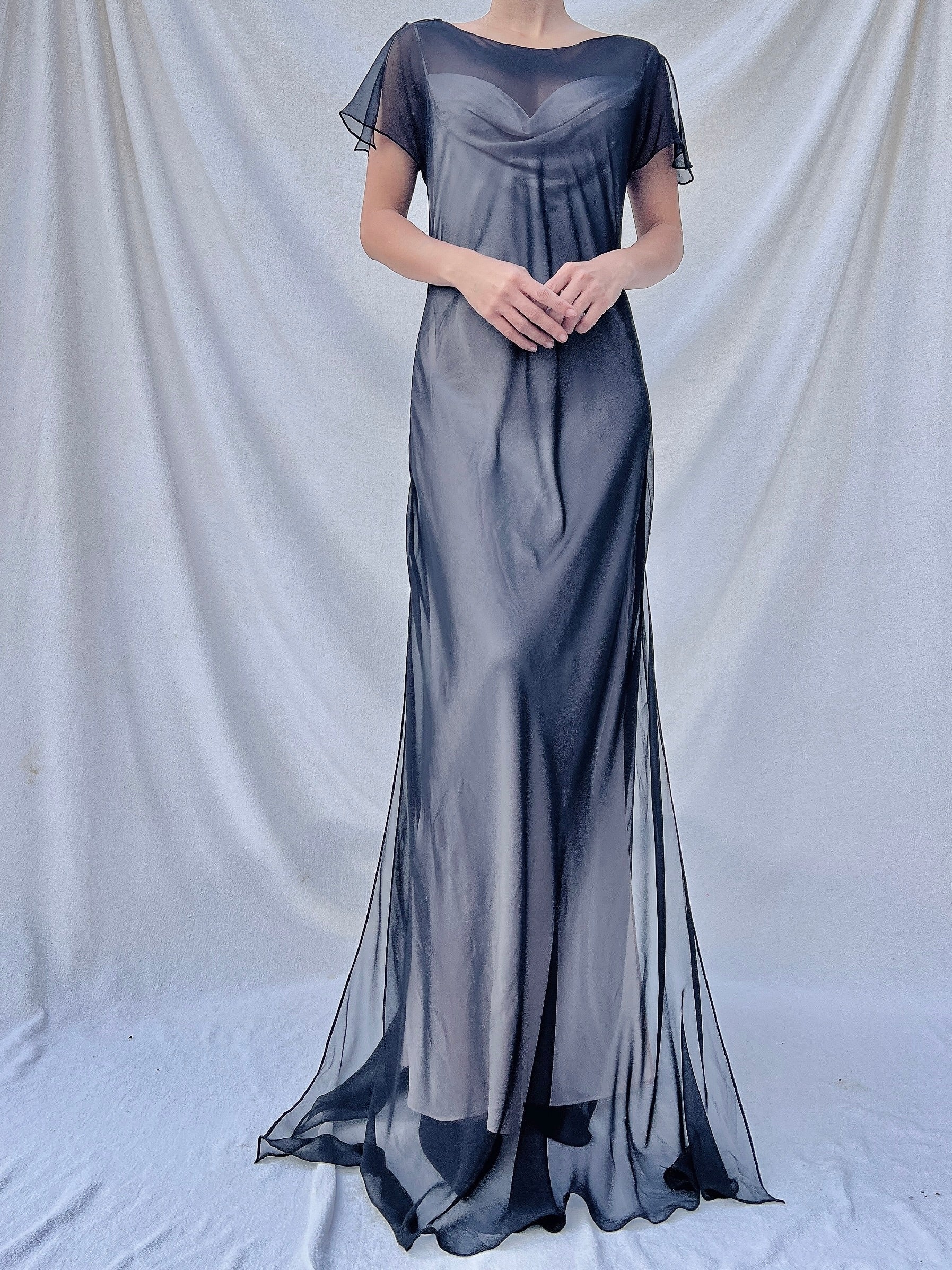 Vintage Sheer Chiffon Gown - S