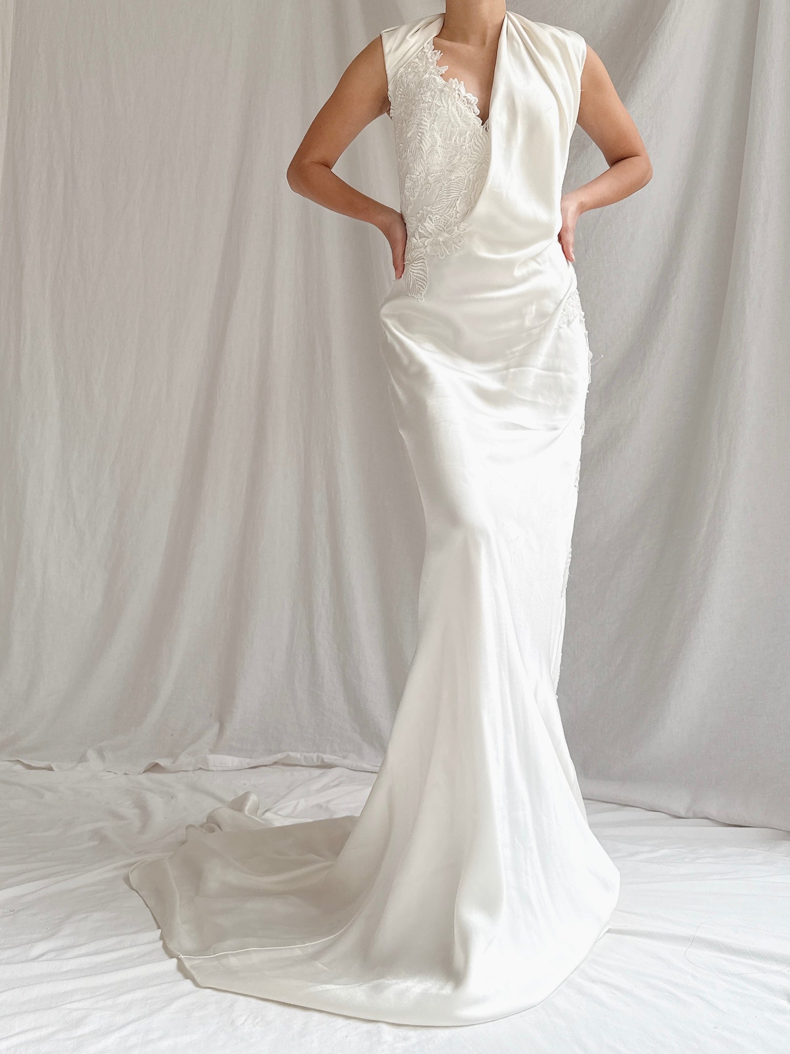 Vintage David Felden UK Satin Gown - M