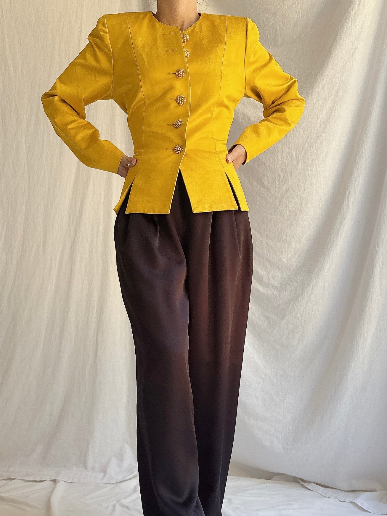 Vintage YSL Marigold Silk Blazer - S/M