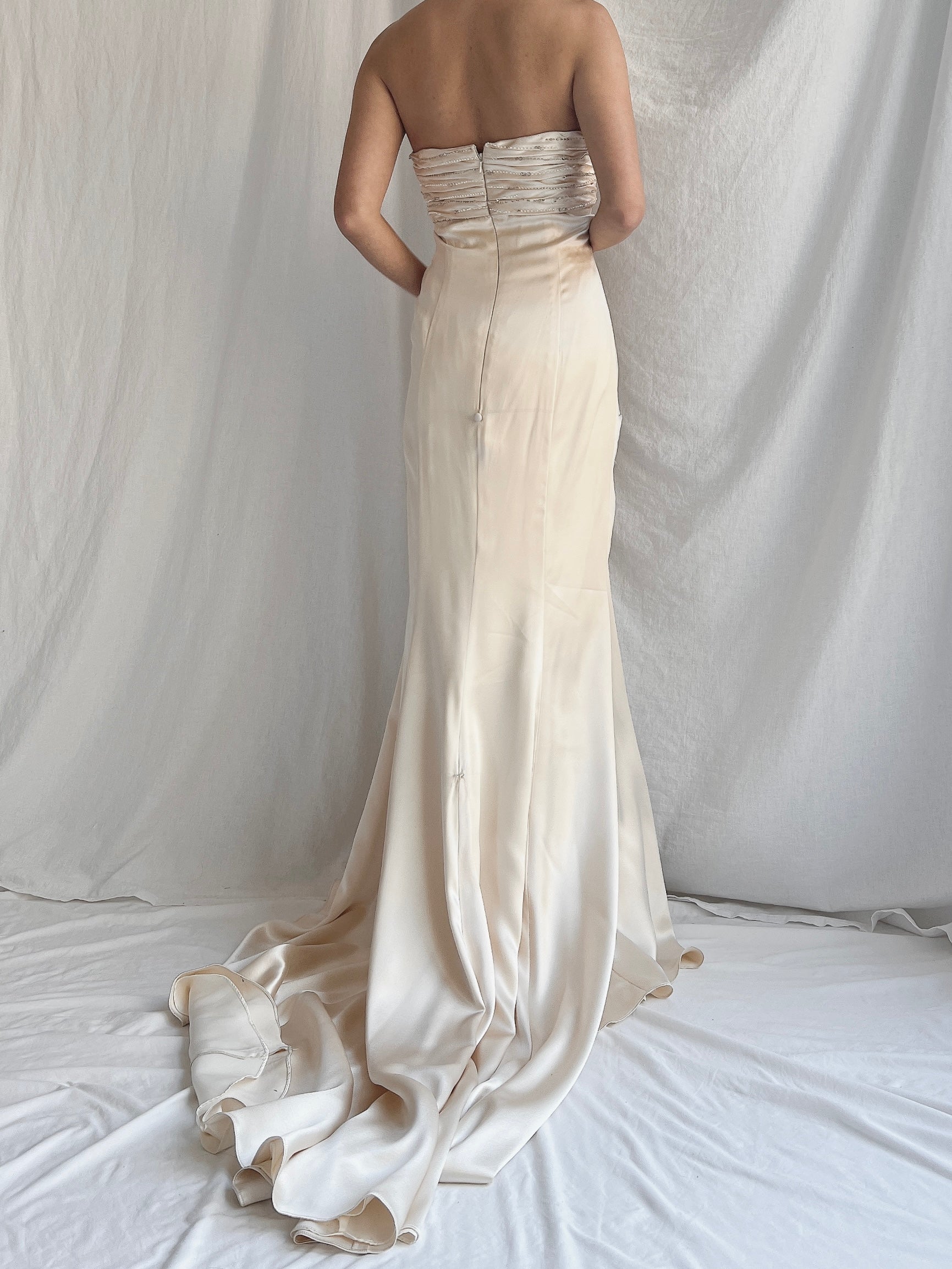 Vintage Silk Embellished Dropped Waist Gown - S