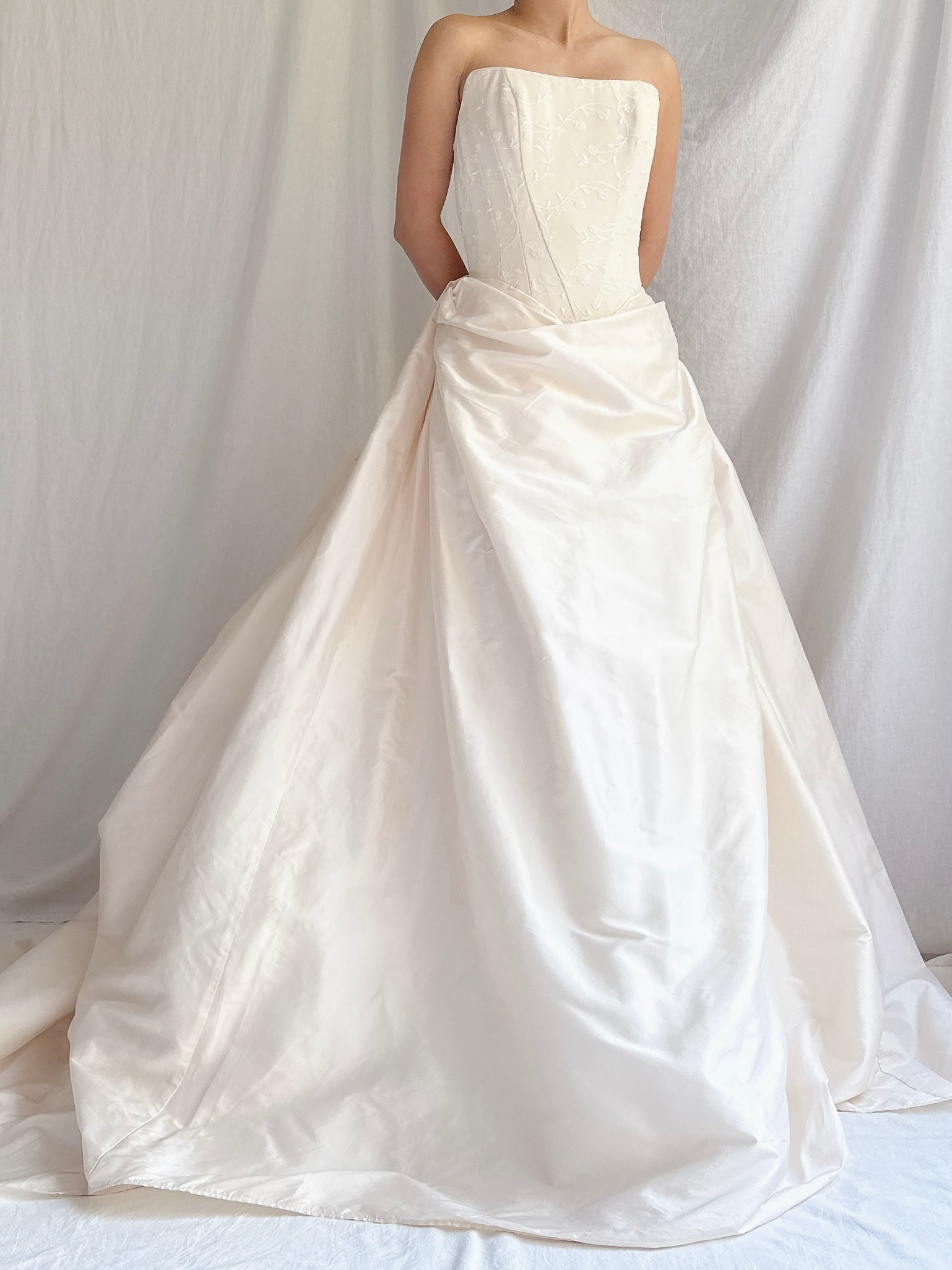 Vintage Strapless Silk Basque Bustier Gown - XS
