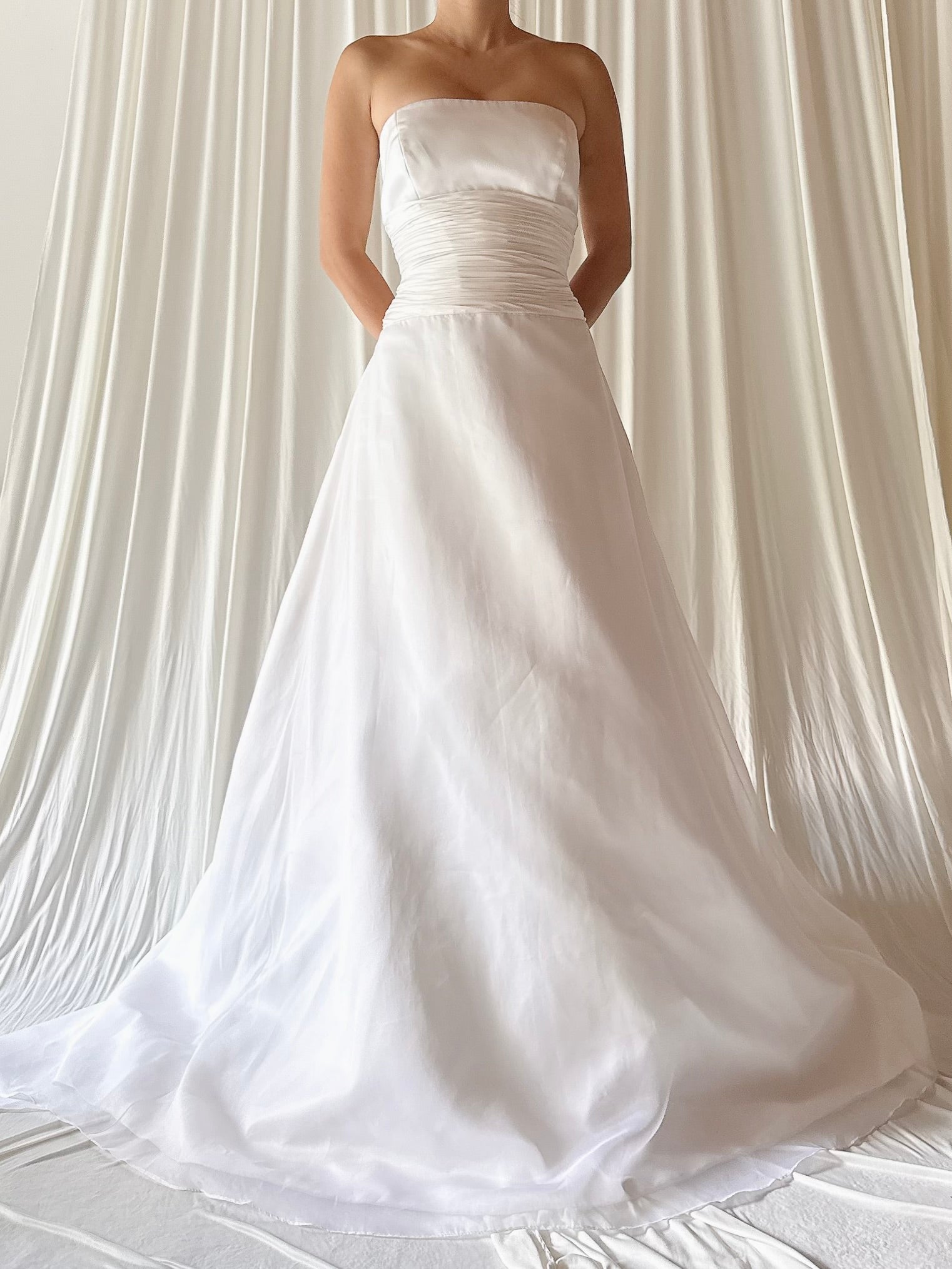 1990s Romona Keveza Silk Organza Gown - S