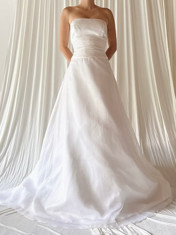 1990s Romona Keveza Silk Organza Gown - S