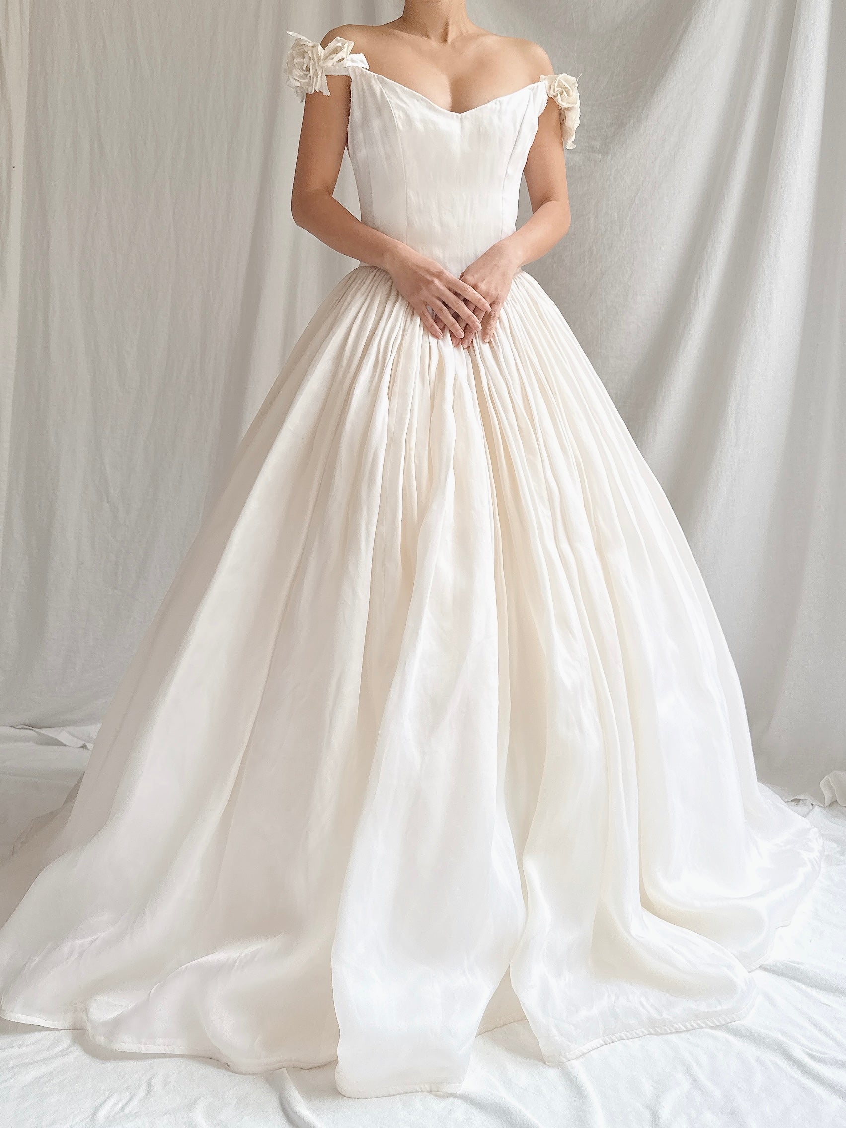 Vintage Silk Organza Off-the-Shoulder Gown - XS/2
