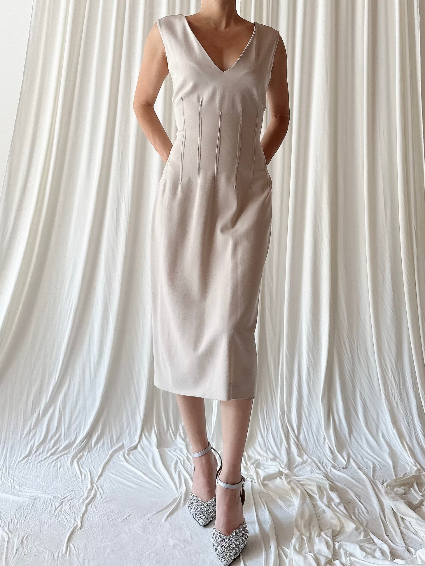 Vintage Chantal Thomass Paris Wool Gray Dress - 4/6
