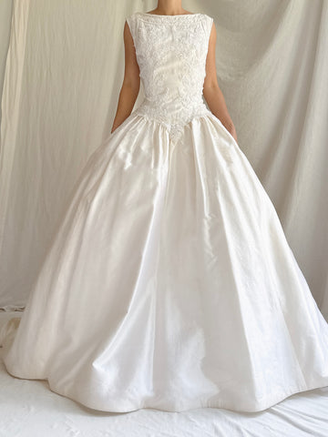 Vintage Silk Boatneck Gown - M