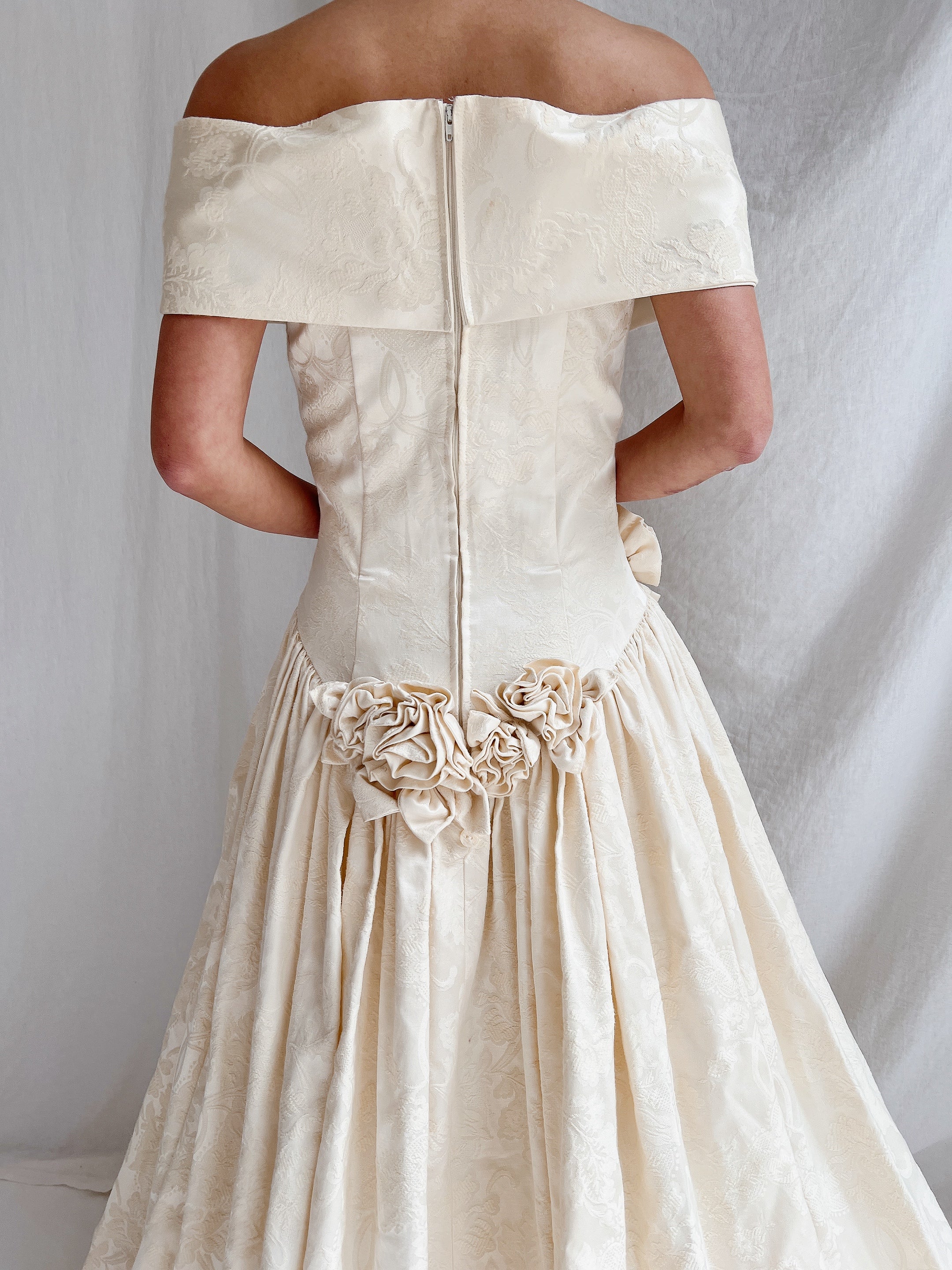 “RESERVED” Vintage Jacquard Rosette Gown - S/M