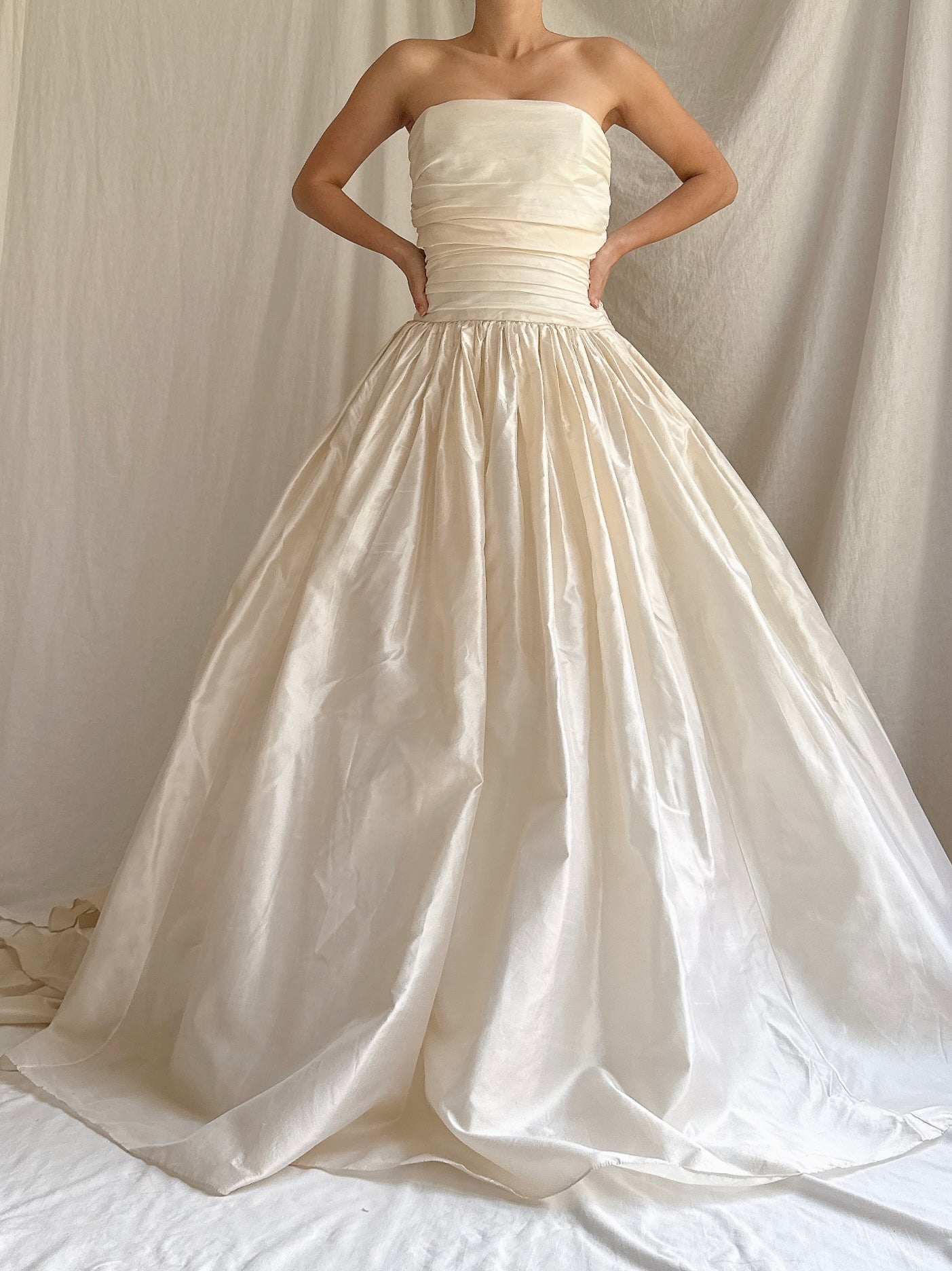 Vintage Silk Strapless Gown - M/8