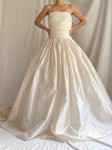 Vintage Silk Strapless Gown - M/8