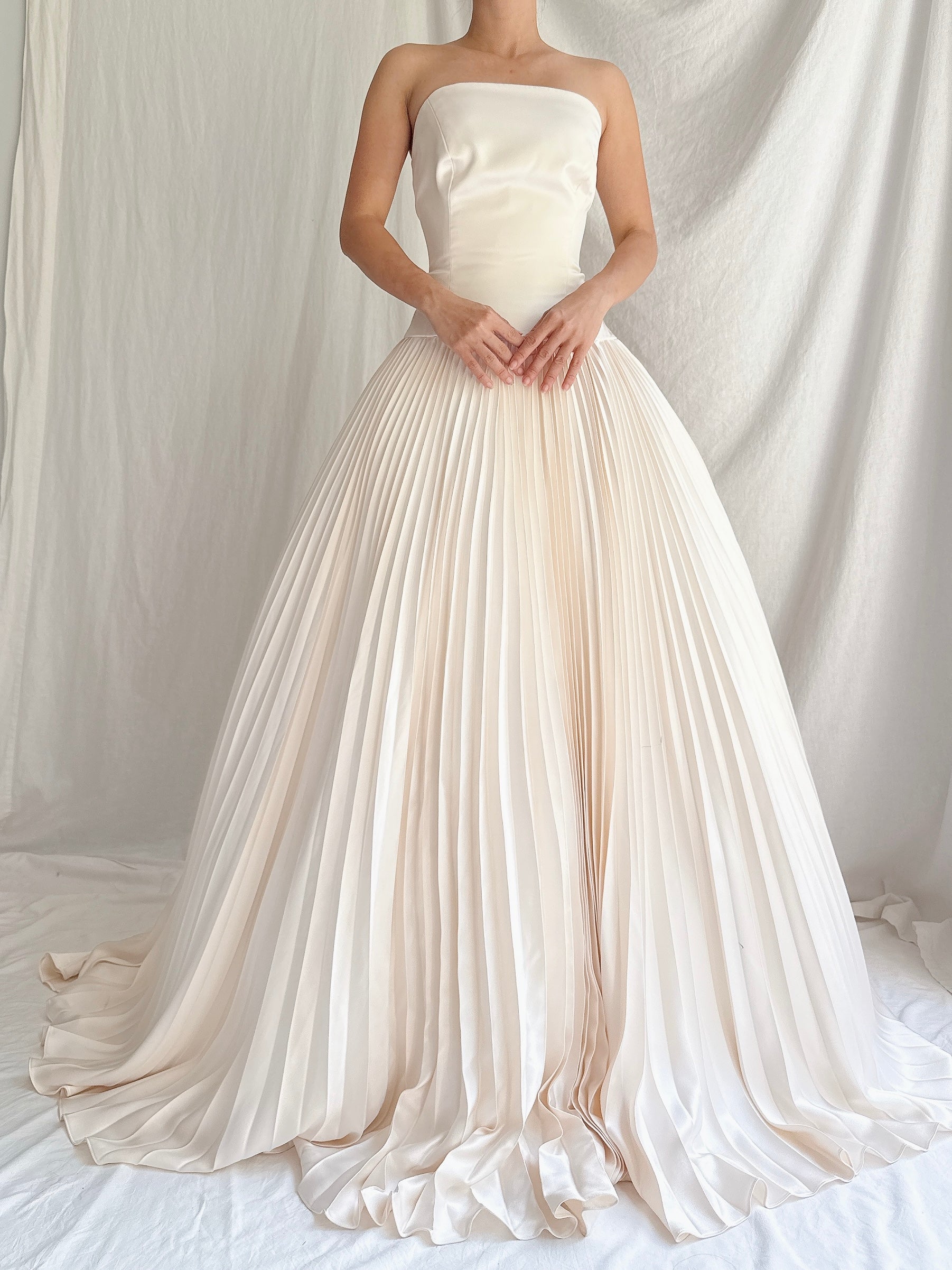 Vintage Lazaro Silk Pleated Gown - M/10