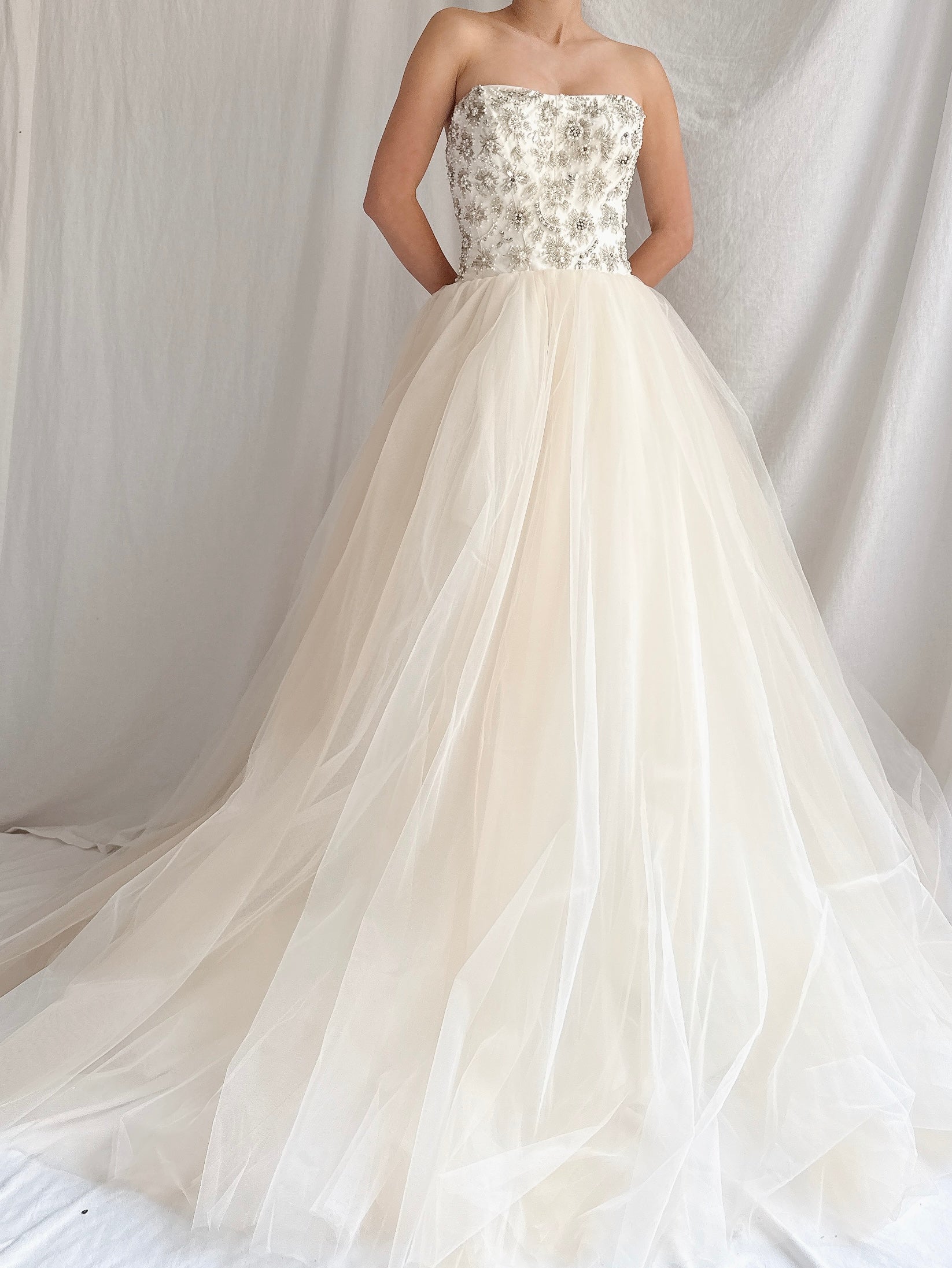 Vintage Strapless Tulle Gown - S