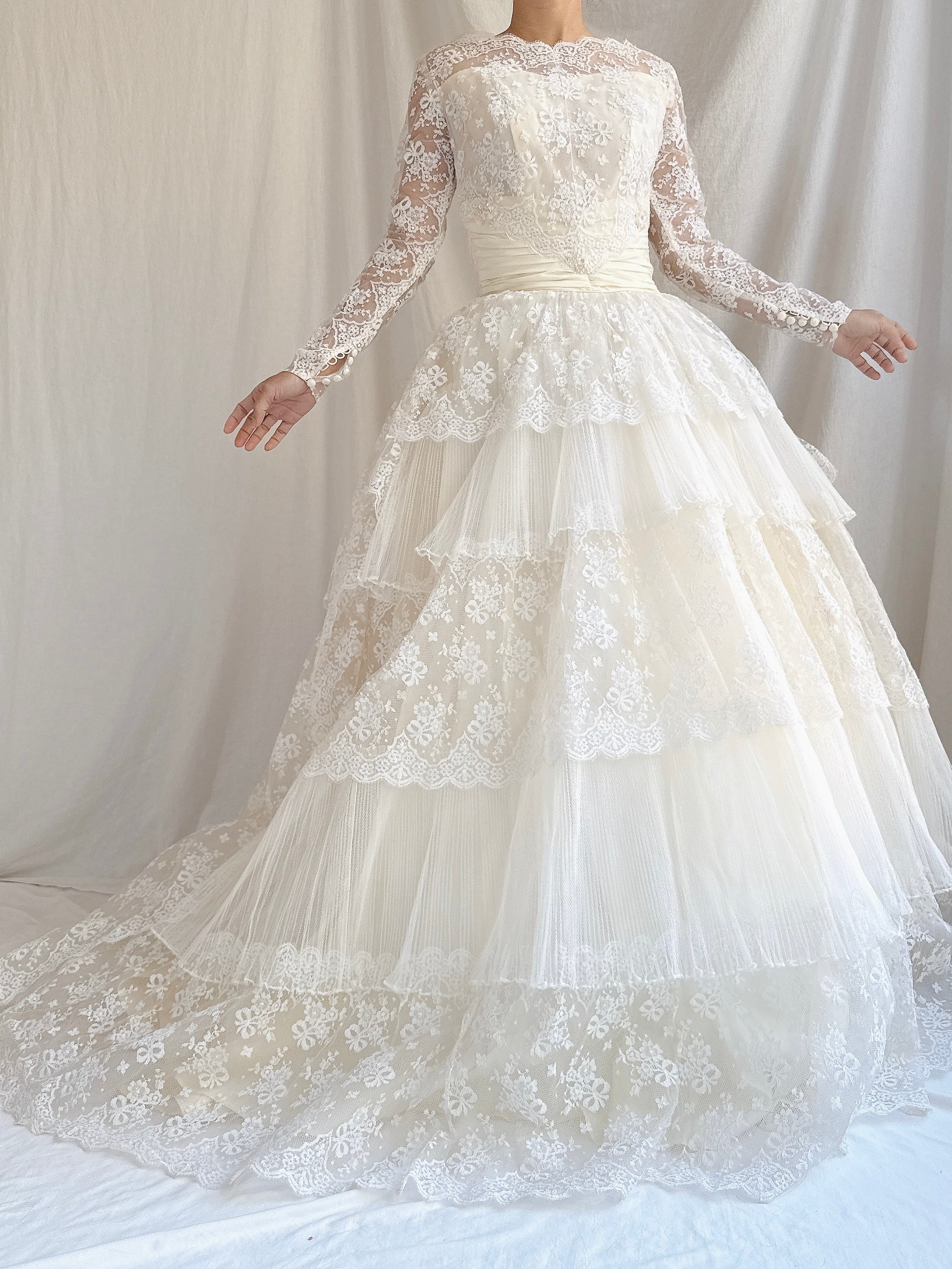 1950s Tulle and Lace Gown - XS