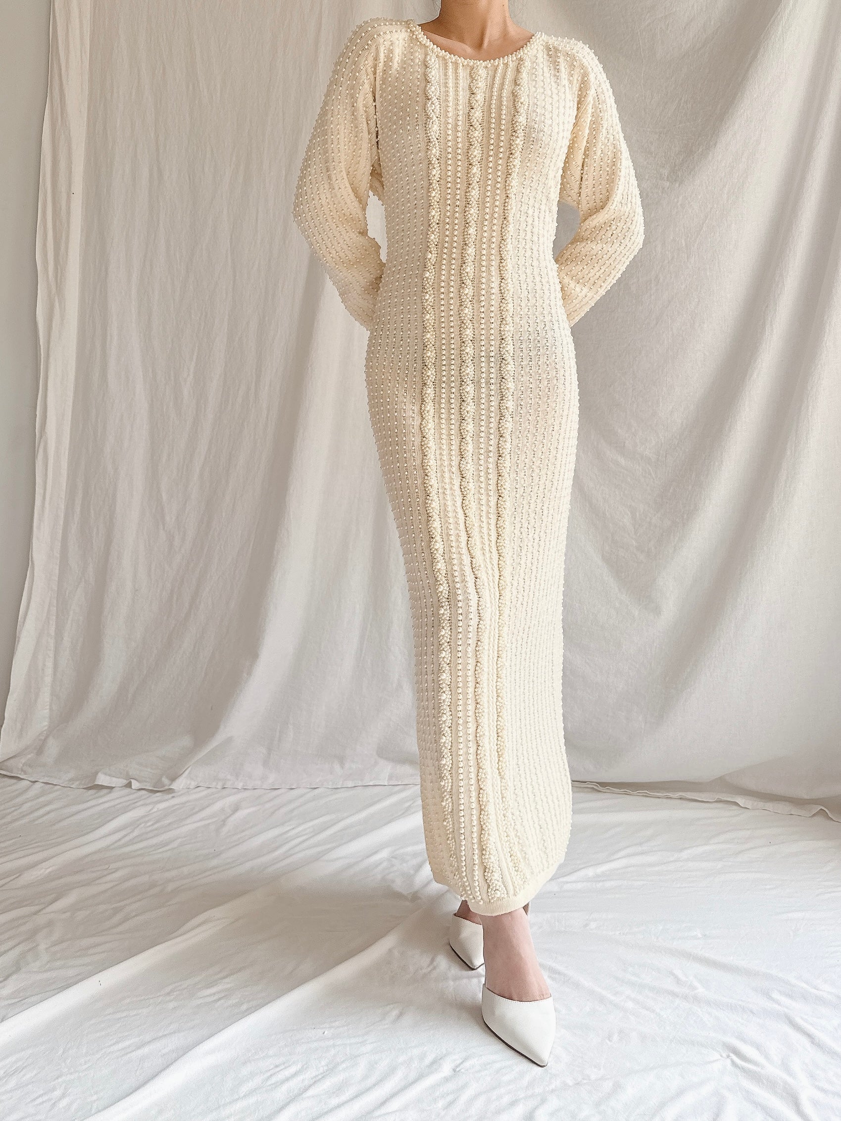 Vintage Nancy Johnson Pearl Knit Dress - S