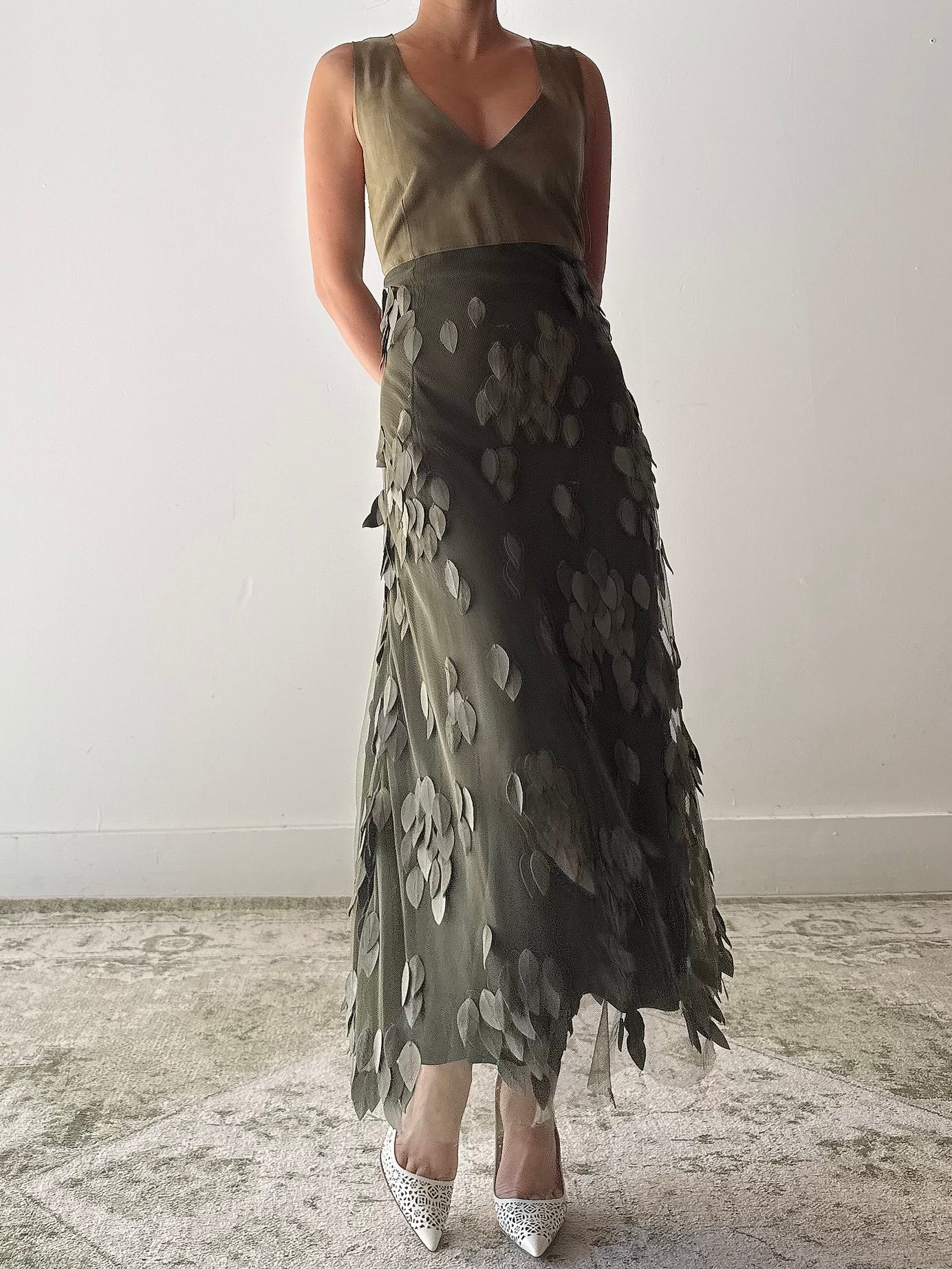 Vintage Estrella Spain Suede Leaf Dress - M