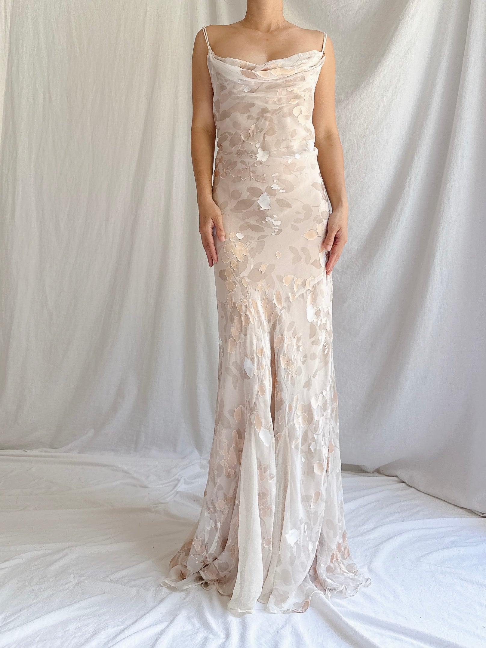 1990s Silk Devore Bias Cut Gown - M