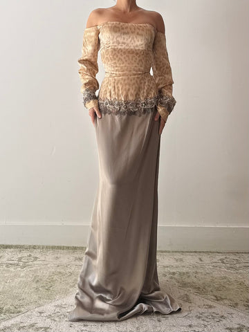 Vintage Steven Yerrick Silk Off the Shoulder Gown - Size 10