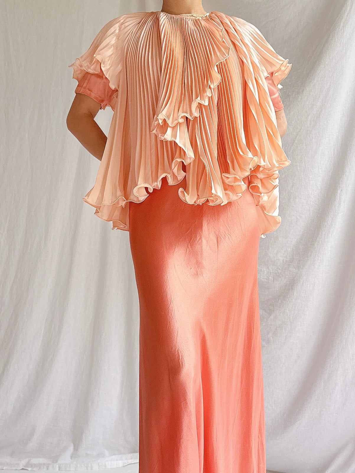 1960s Peach Pleated Top - OSFA