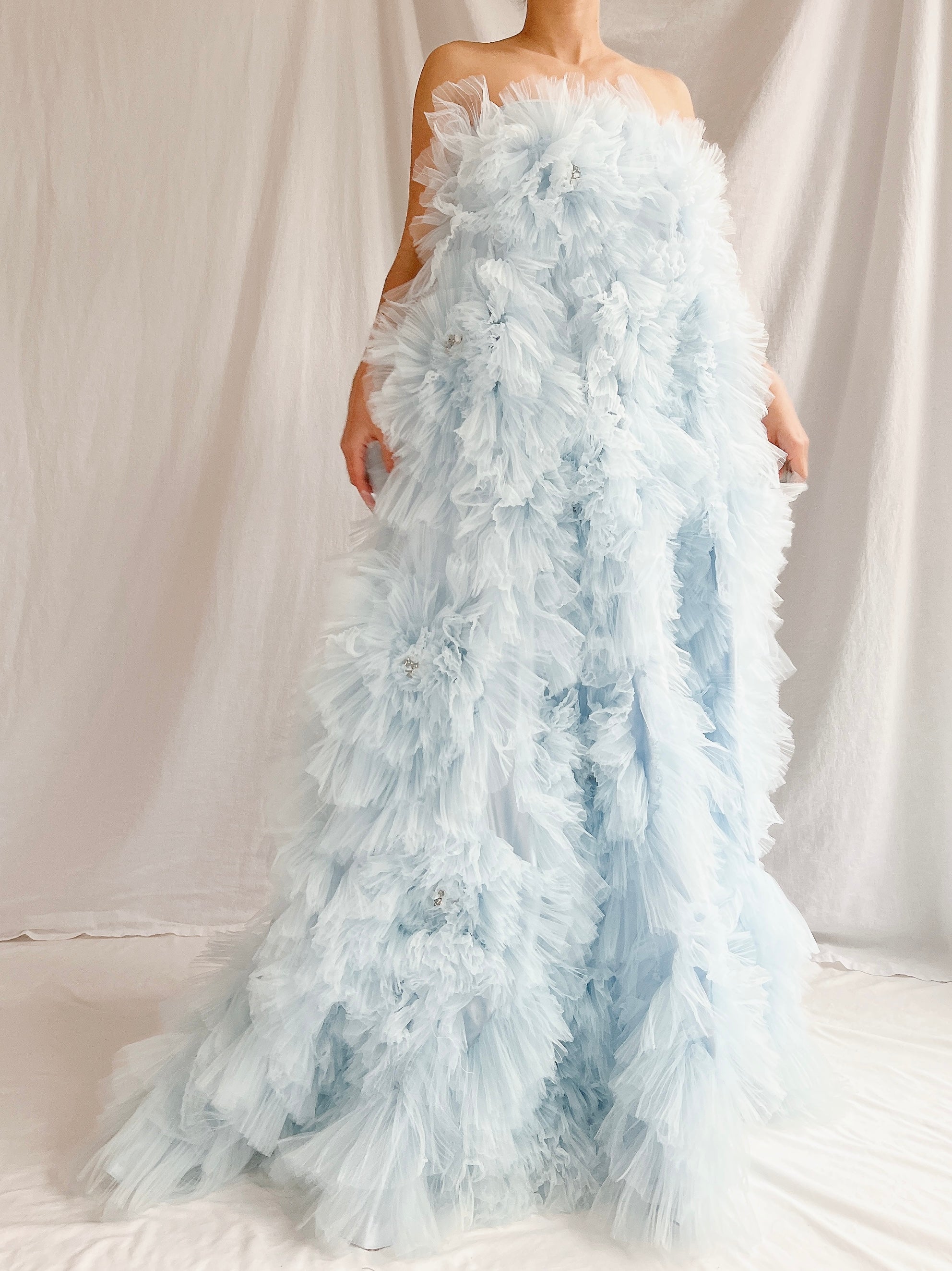 2000s Baby Blue Ruffle Dress/Skirt - XS-S 2000s Baby Blue Ruffle Dress/Skirt - XS-S
