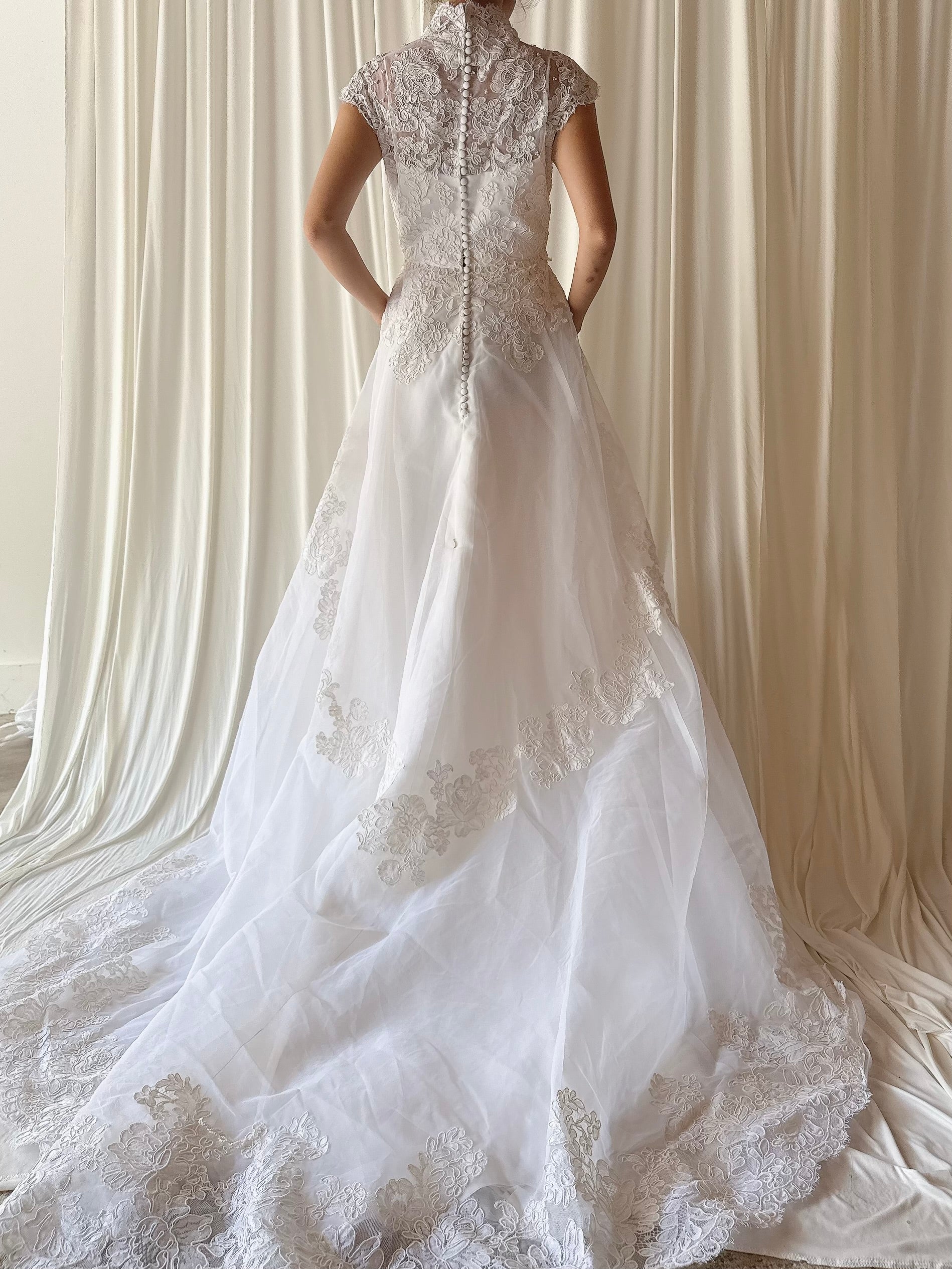 1960s Alecon Lace and Organza Gown - S/M