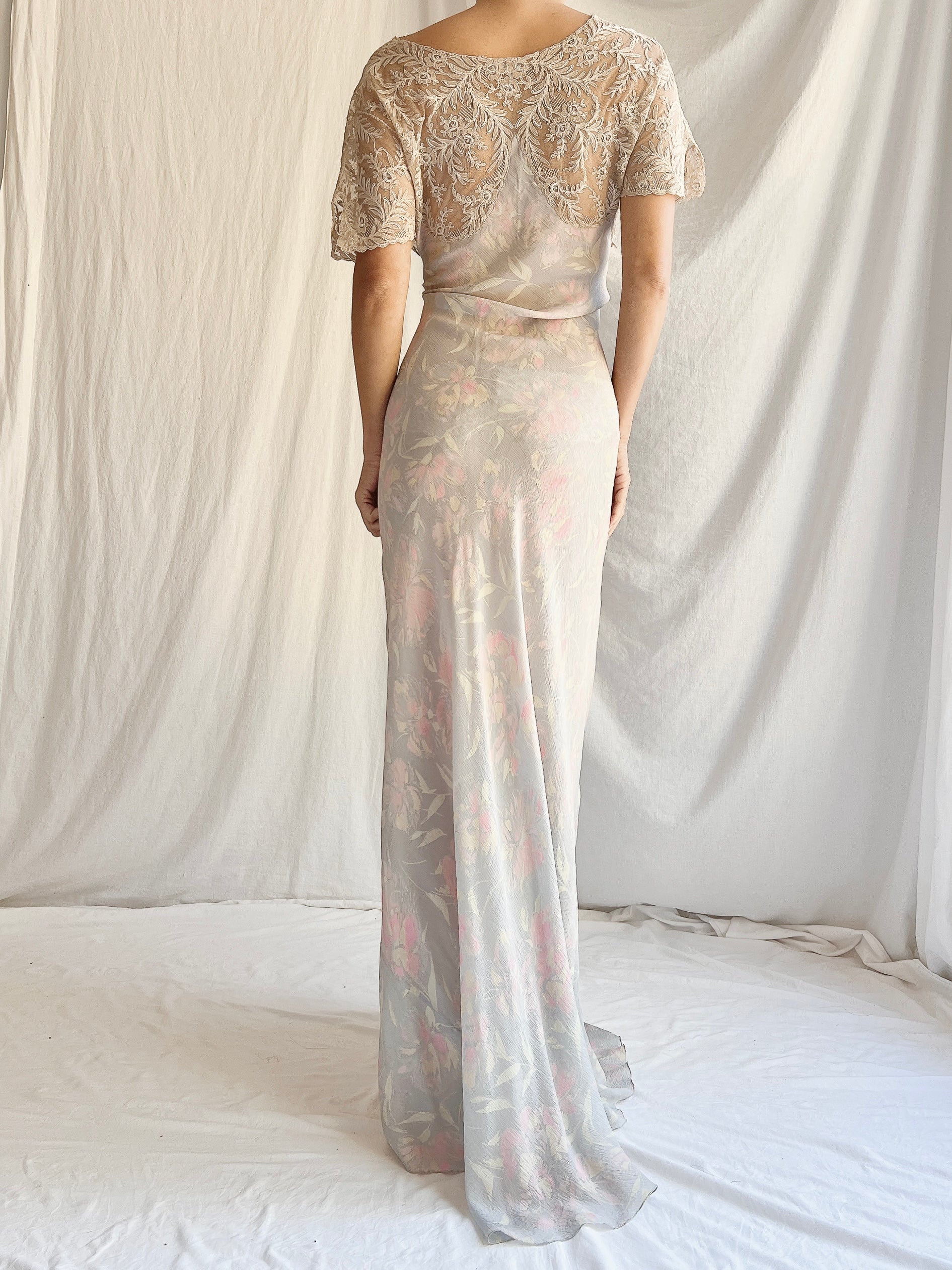 1930s Silk Pastel Gown - M