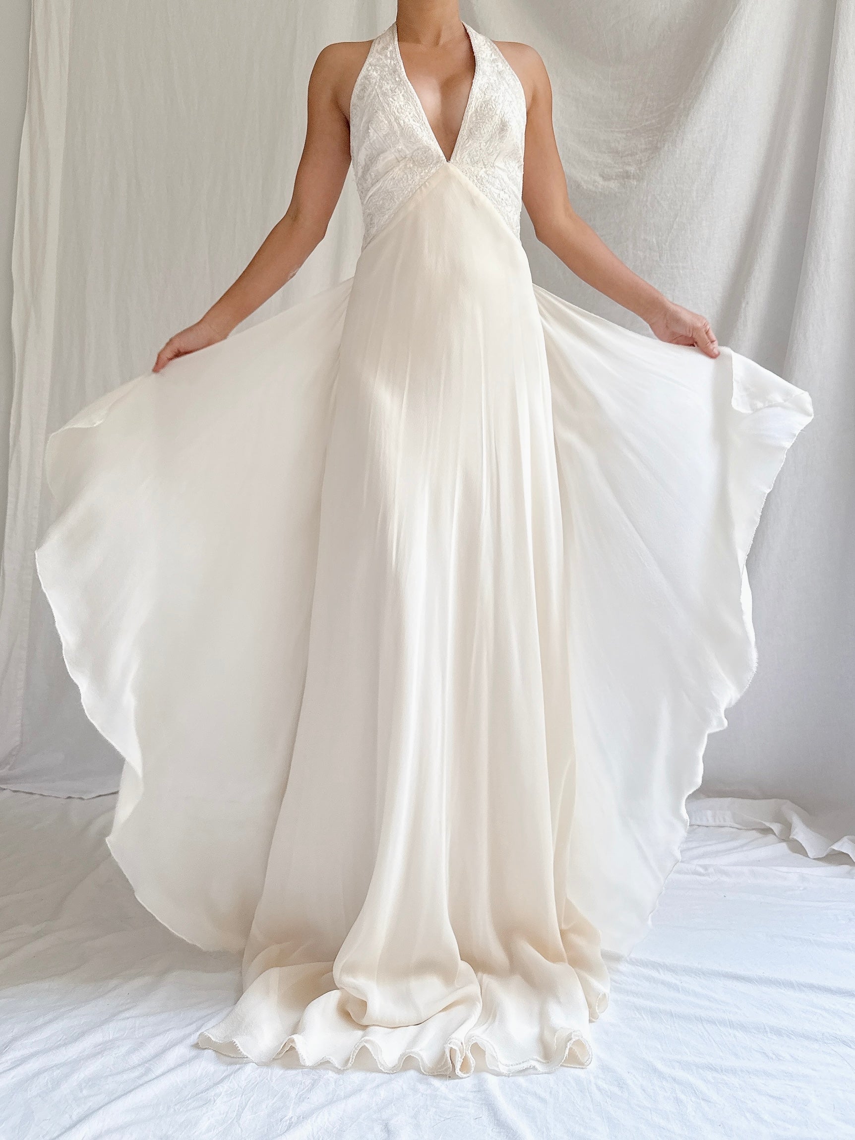 00 Silk Halter Embellished Gown - XS/2/4