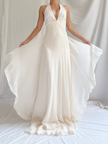 00 Silk Halter Embellished Gown - XS/2/4
