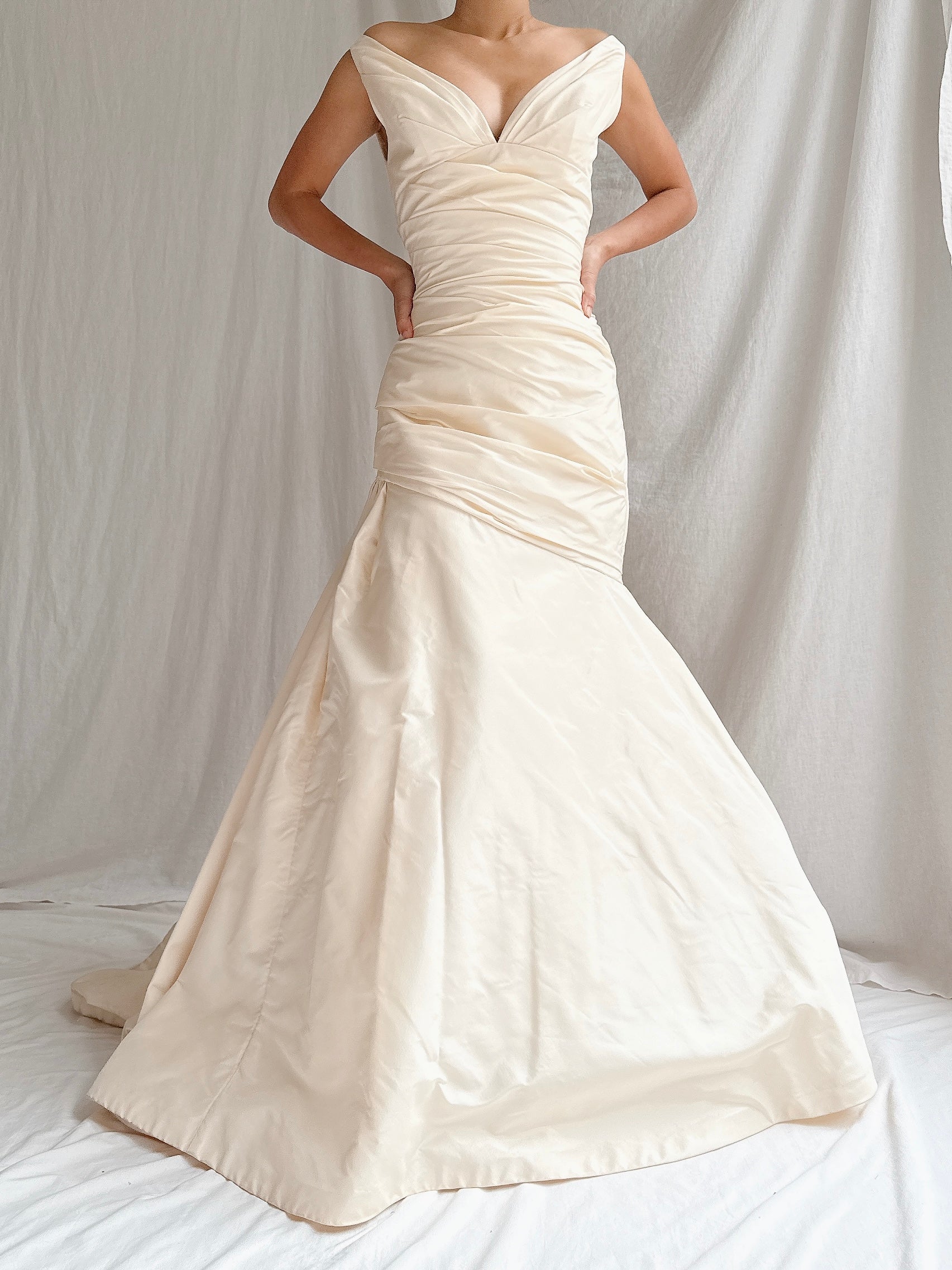 Vintage Silk Draped Gown - S