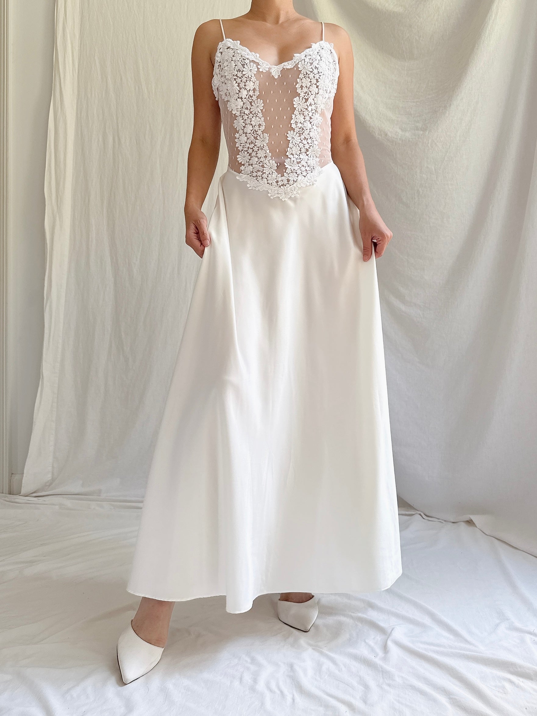 Vintage Sheer Midi Slip Dress - S/M