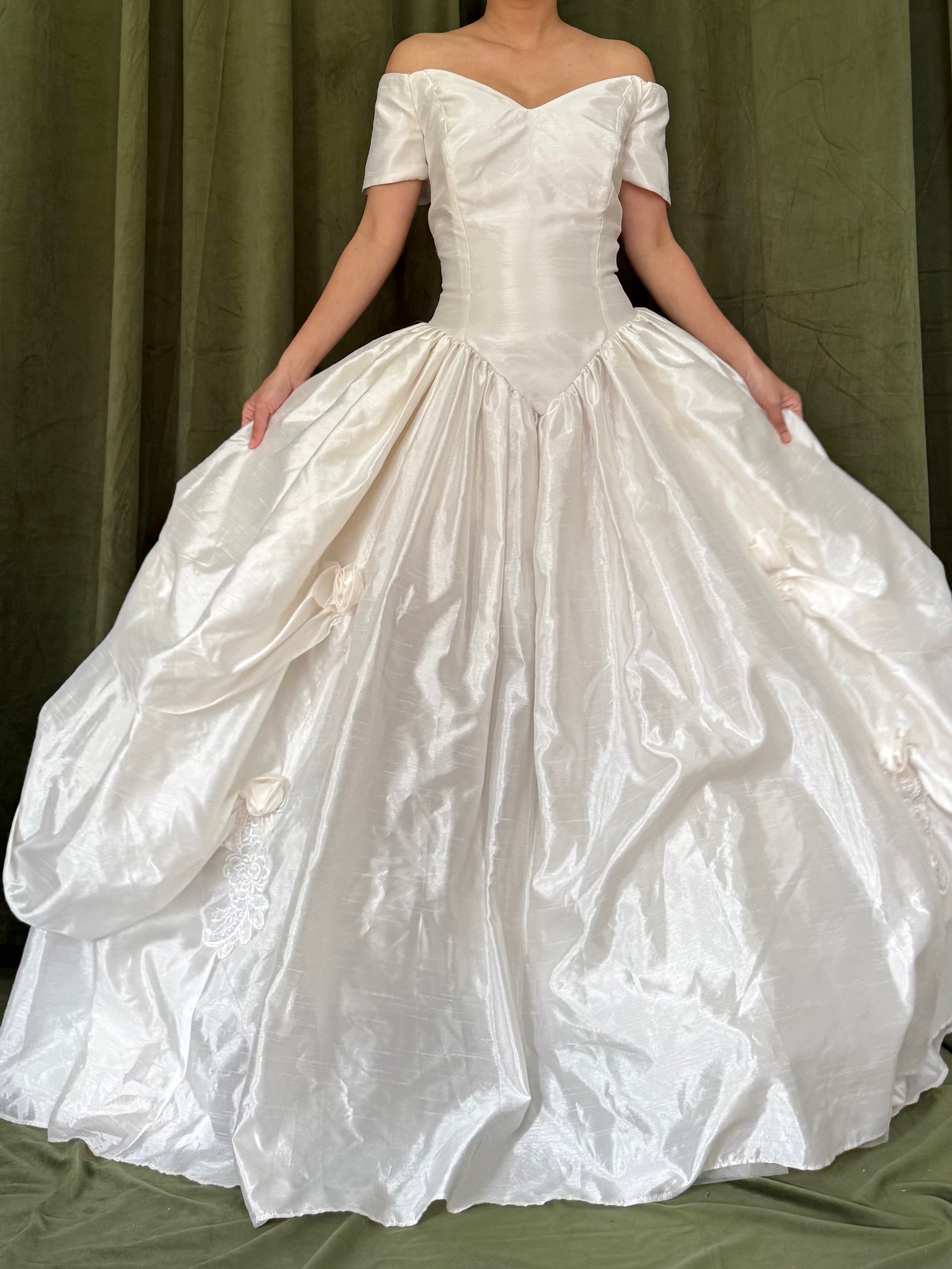 Vintage Taffeta Basque Waist Dress - M