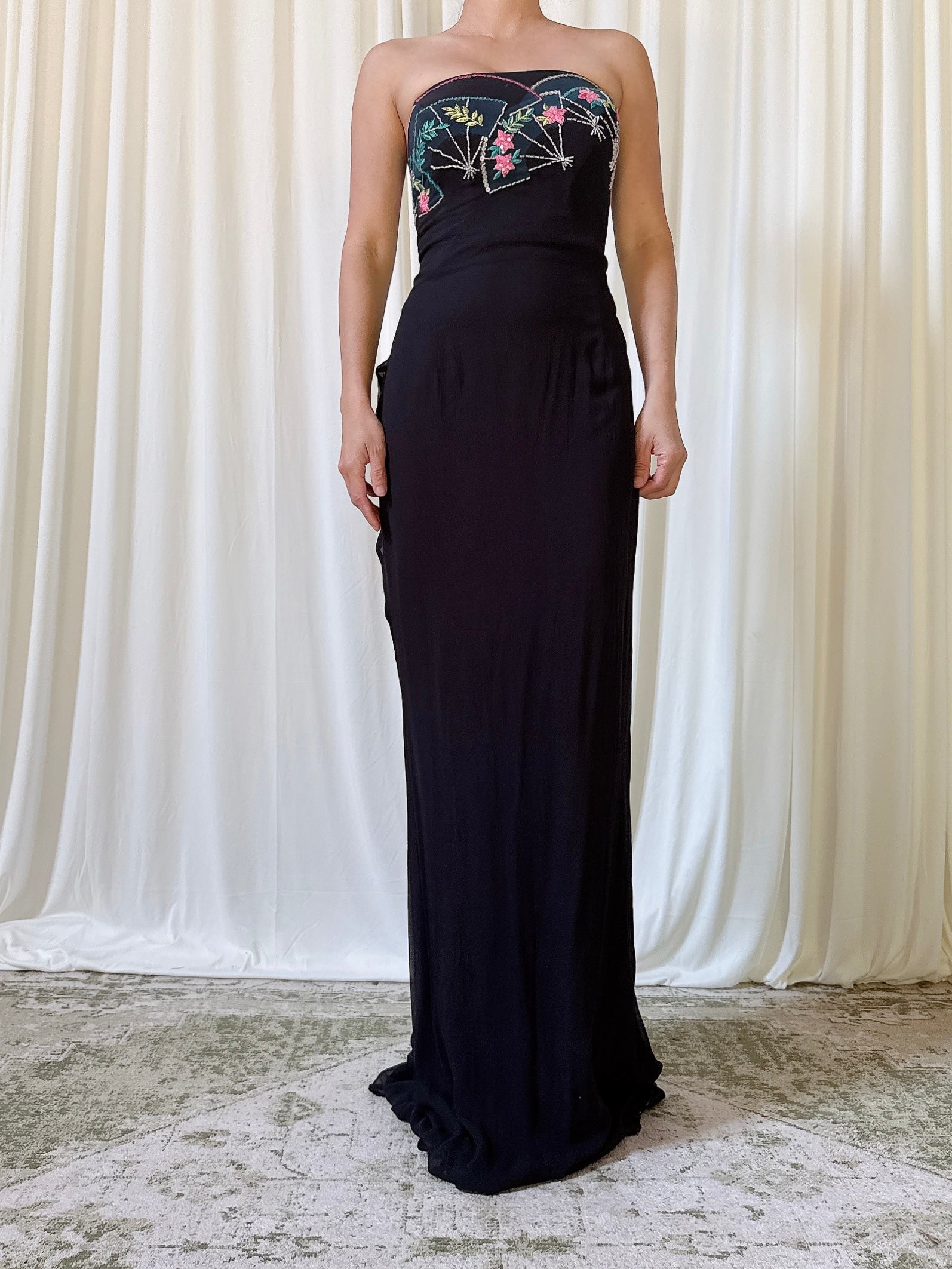 Vintage Faust Black Silk Gown - FR 44