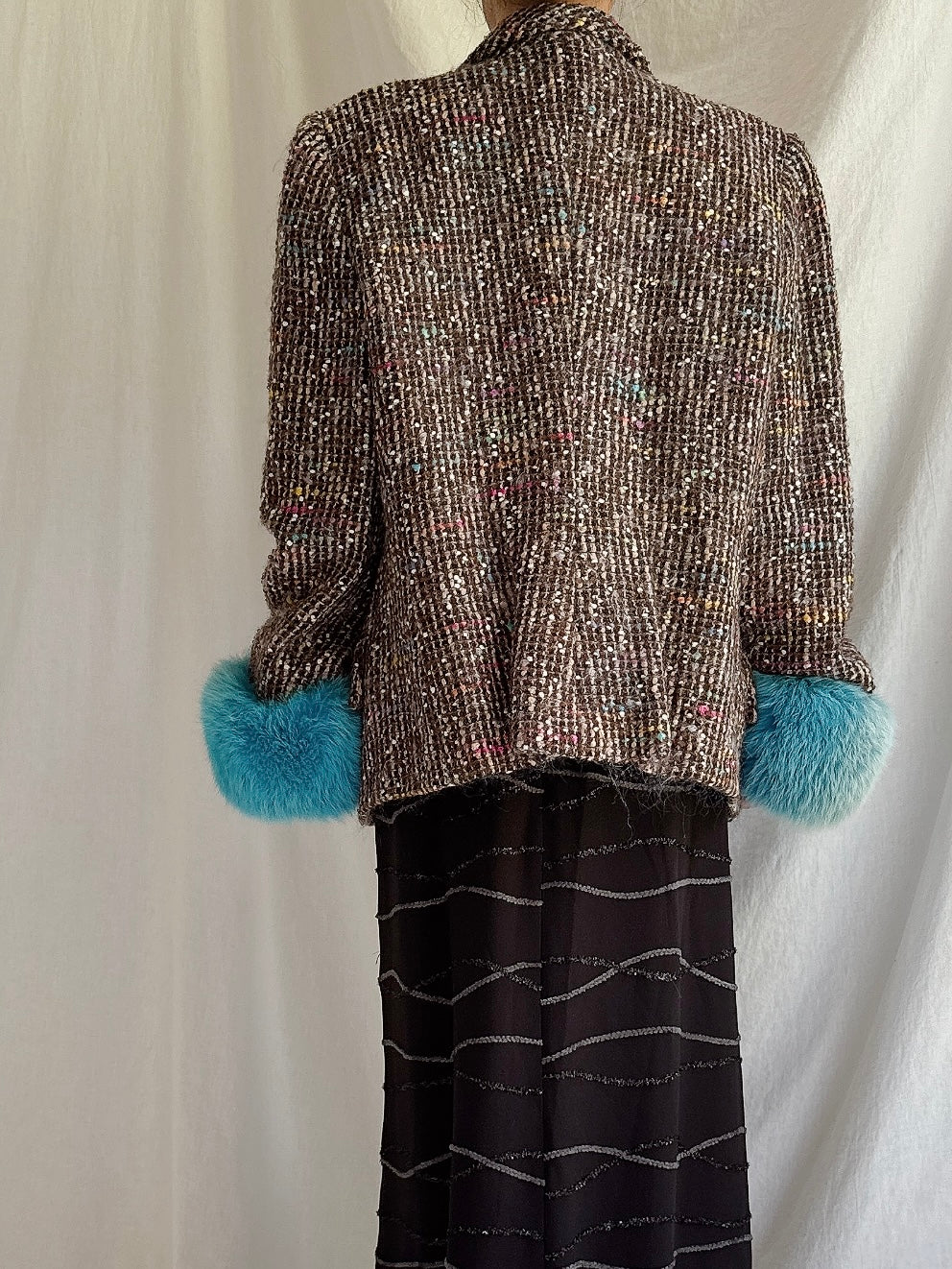 Vintage Tweed and Fox Fur Trim Jacket - M