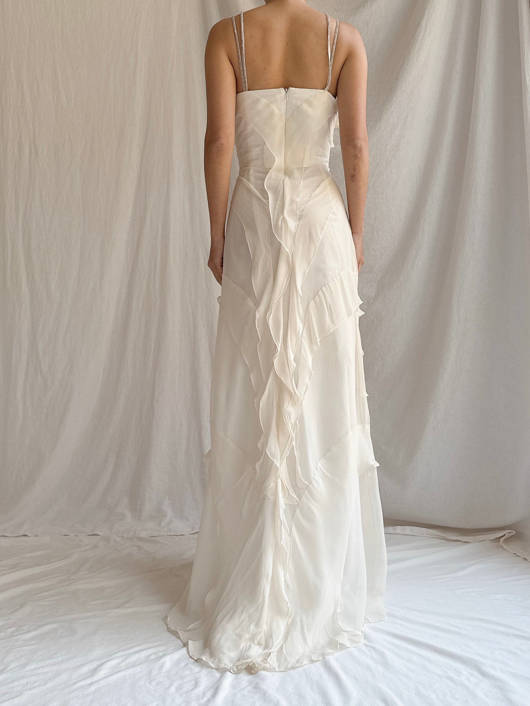 Vintage Silk Tiered Dress - M