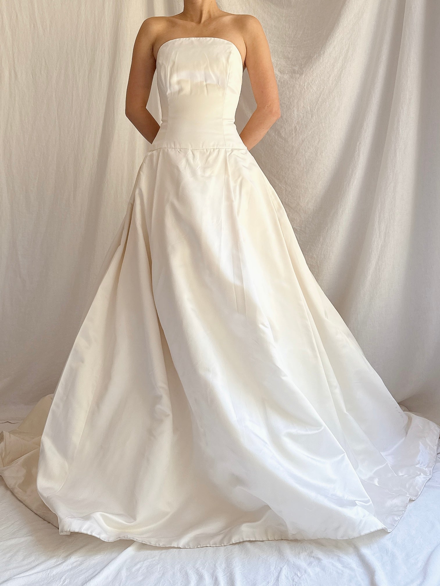 Vintage Silk/Rayon Satin Dropped Waist Gown - S