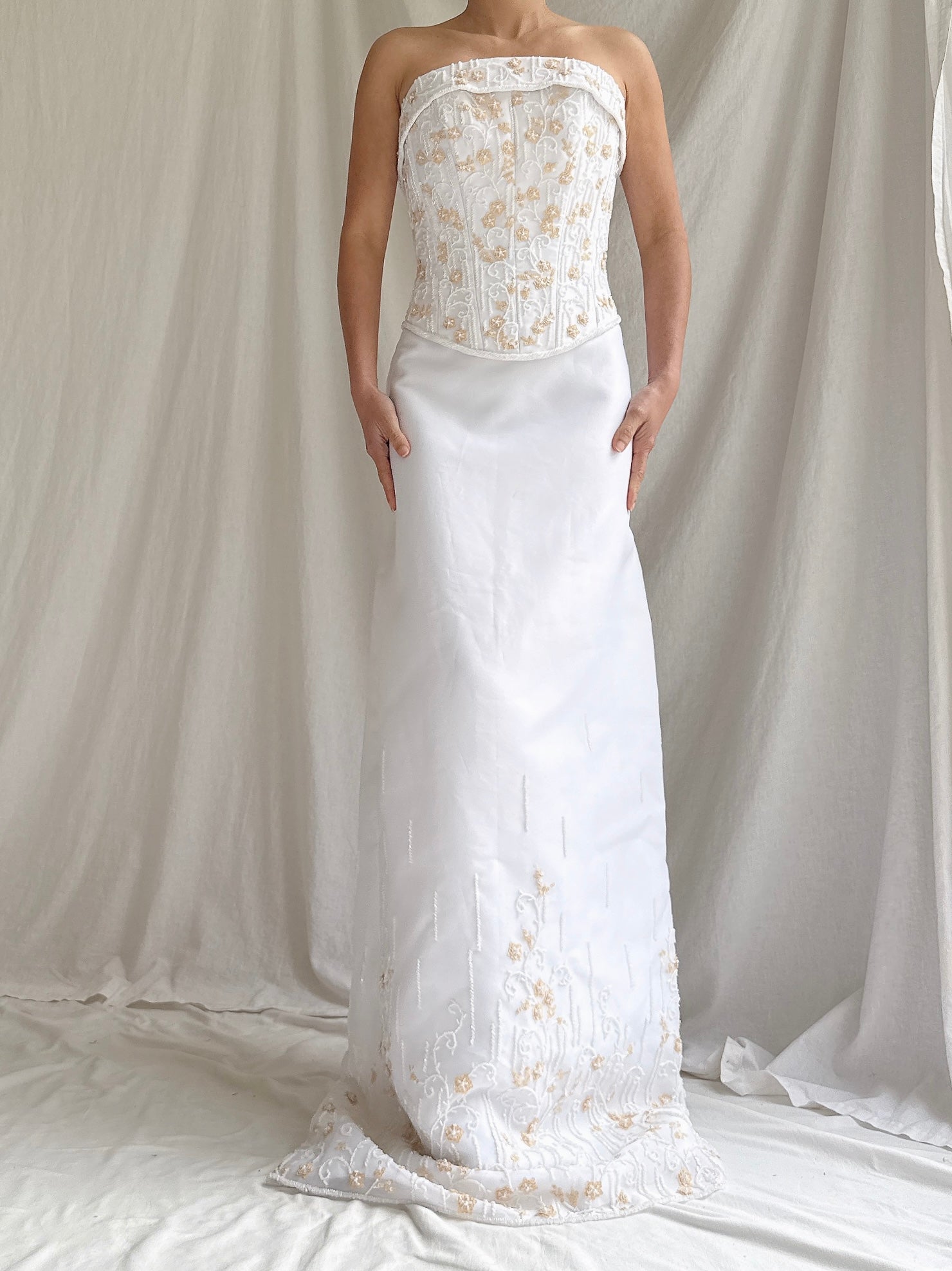 Vintage Strapless Beaded Dress - M